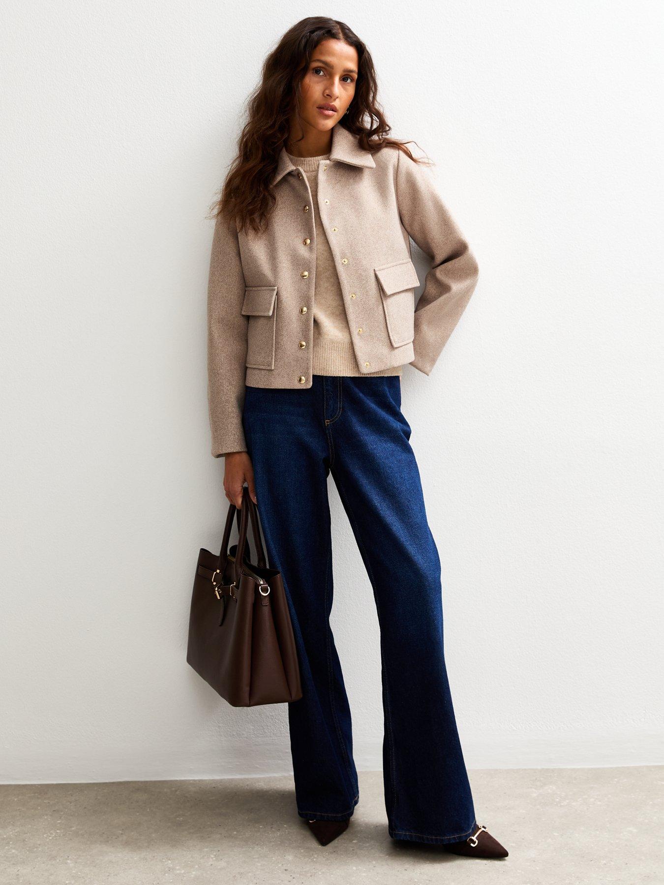 Image 3 of 4 of New Look Button Up Long Sleeve Shacket - Cream