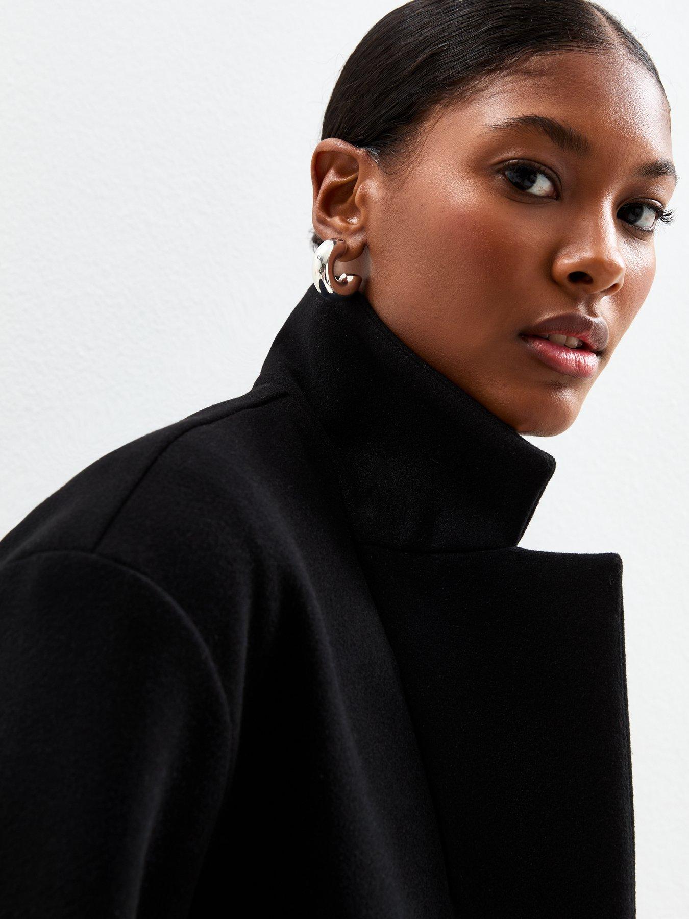 Image 3 of 4 of New Look Unlined Tailored Coat - Black