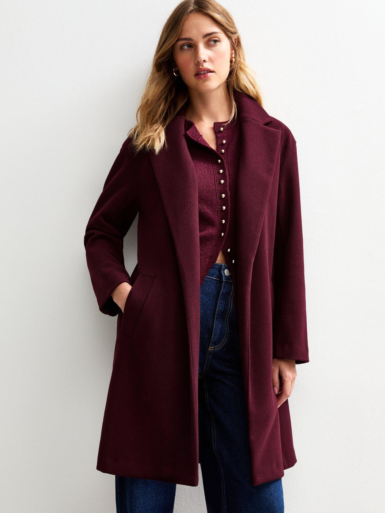 undefined Unlined Tailored Coat - Dark Burgundy
