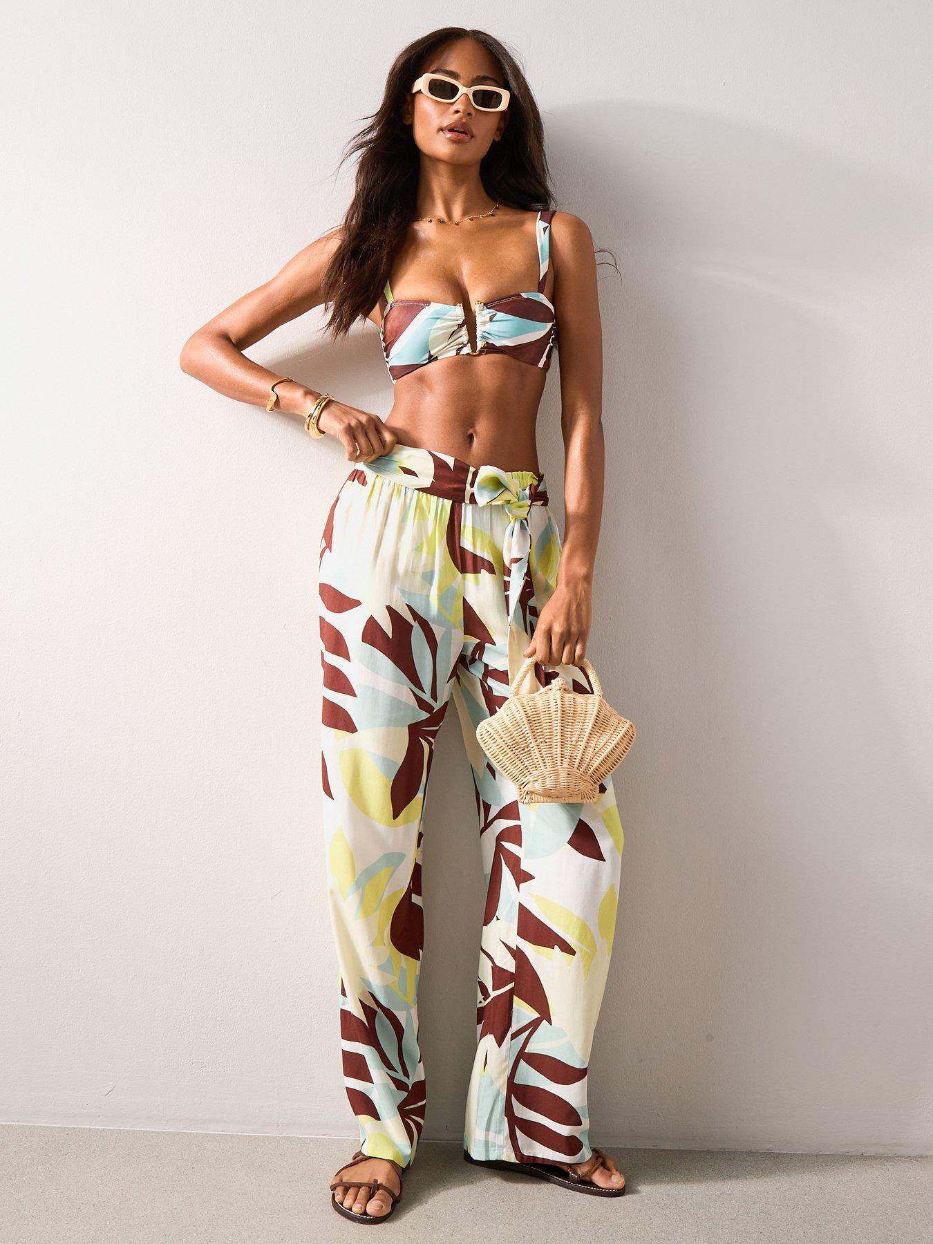 front image of the-very-collection-printed-beach-trousers-multi
