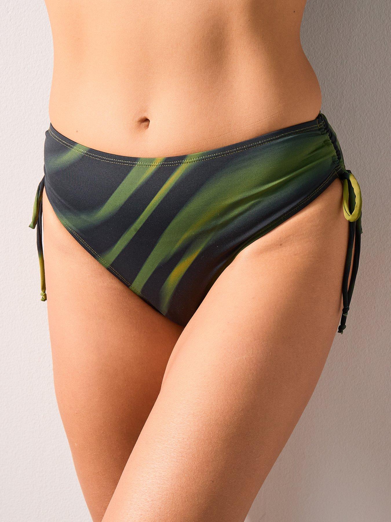  image of the-very-collection-ruched-fold-over-bikini-brief-green