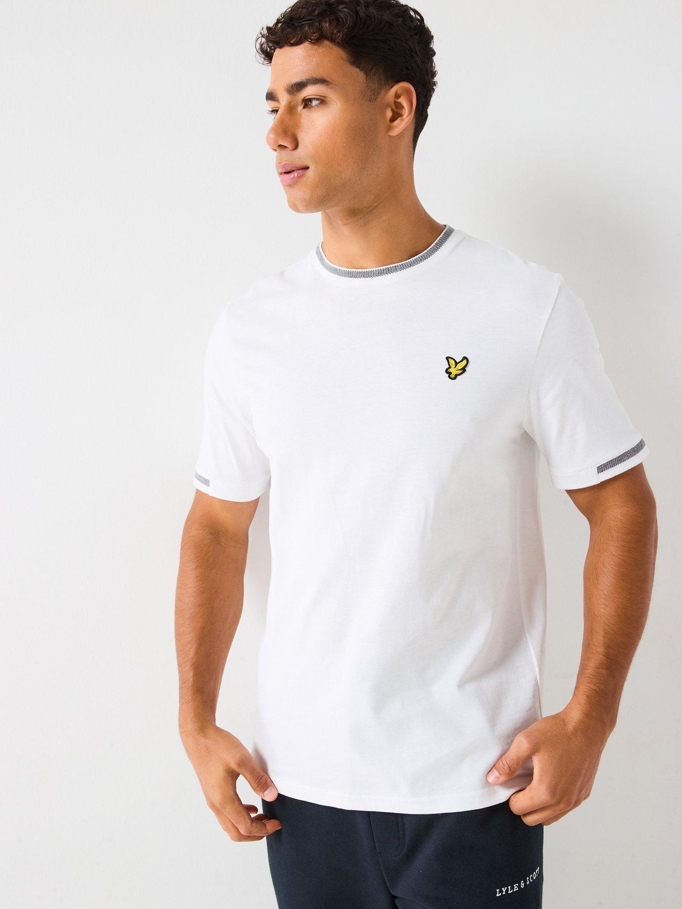 front image of lyle-scott-birdseye-half-tipped-t-shirt--black