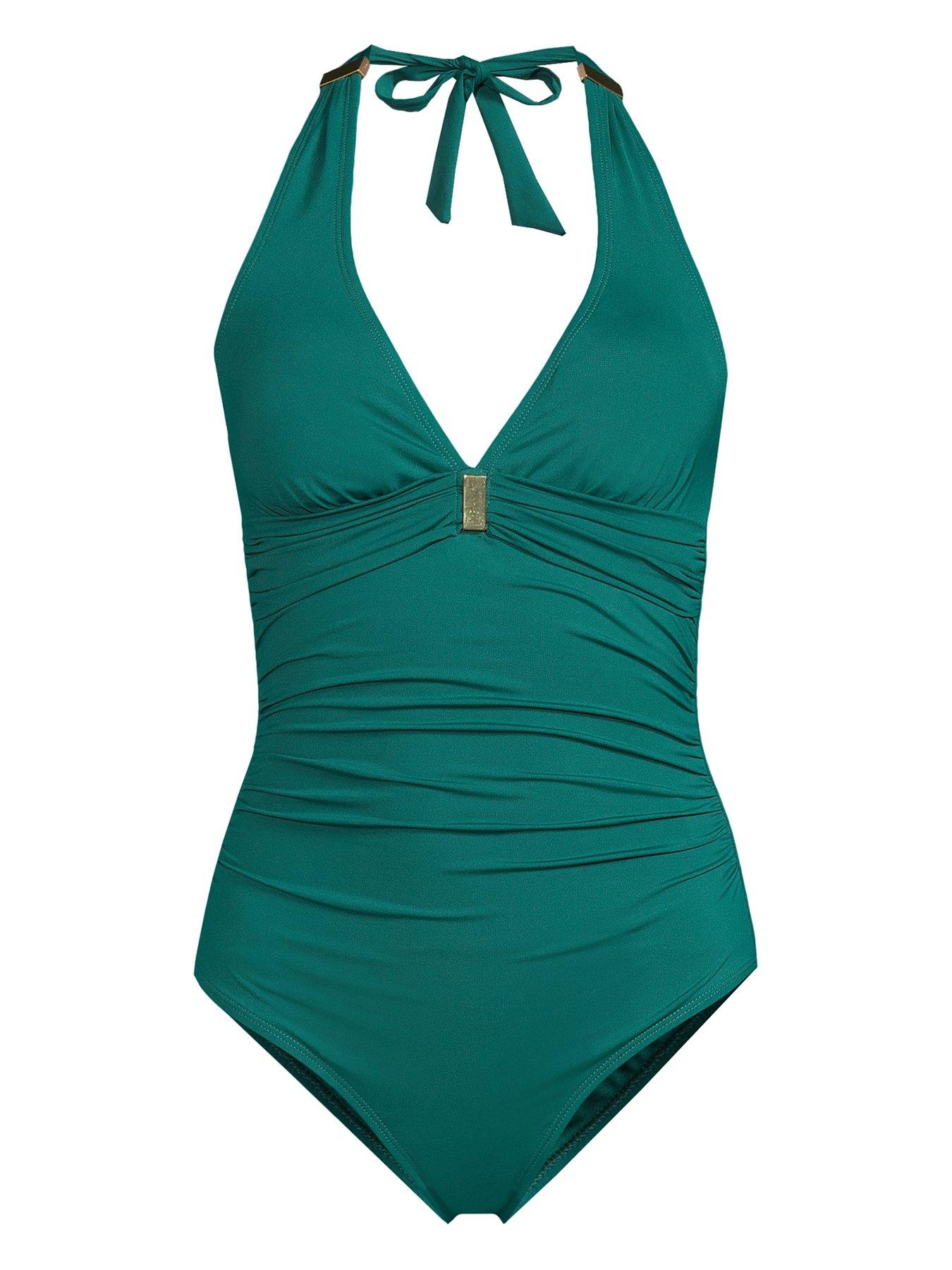 Image 7 of 7 of The Very Collection Shape Enhancing Ruched Swimsuit - Green