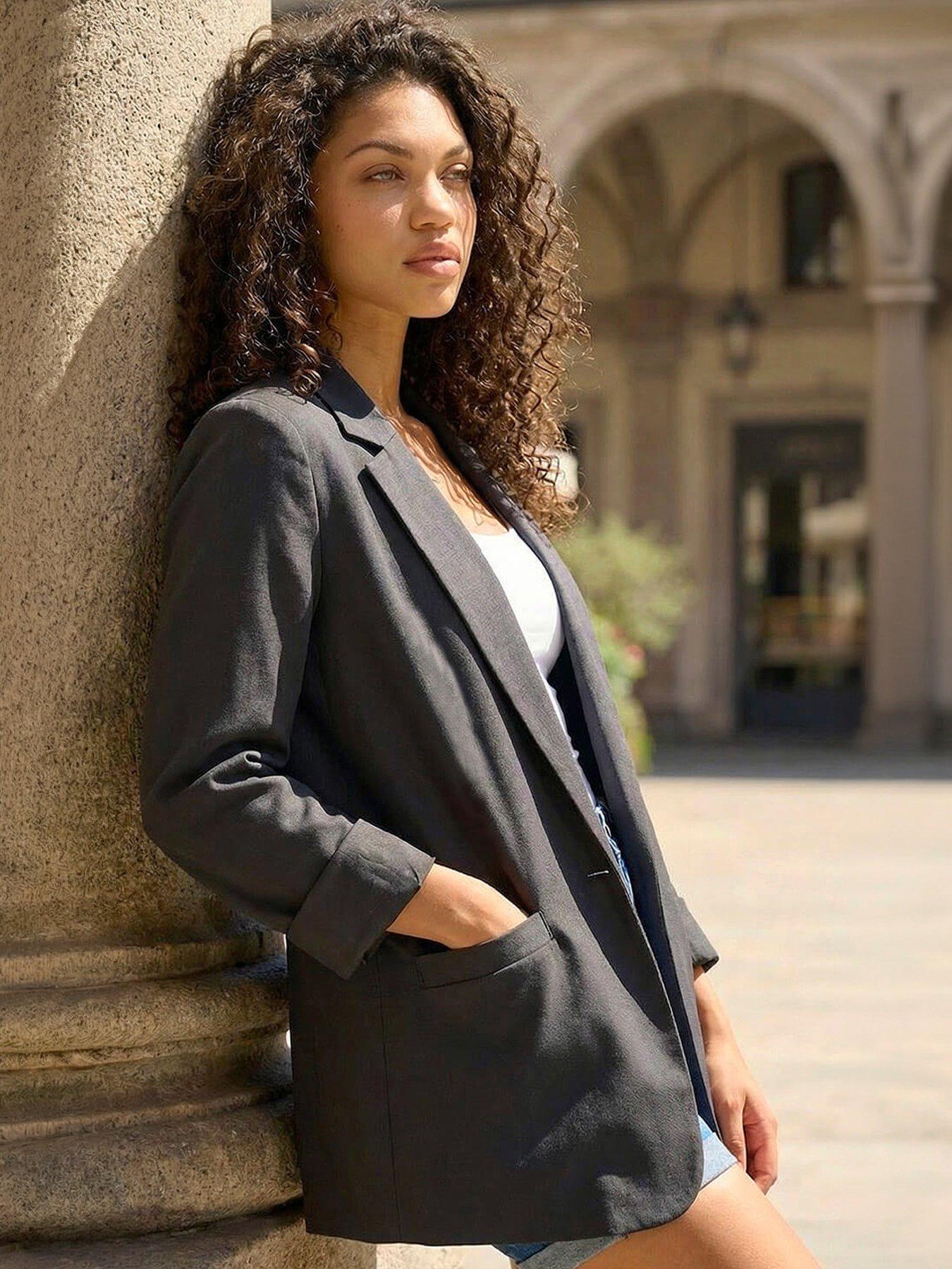 Roman Petite Revere Collar Stretch Blazer Black Littlewoods