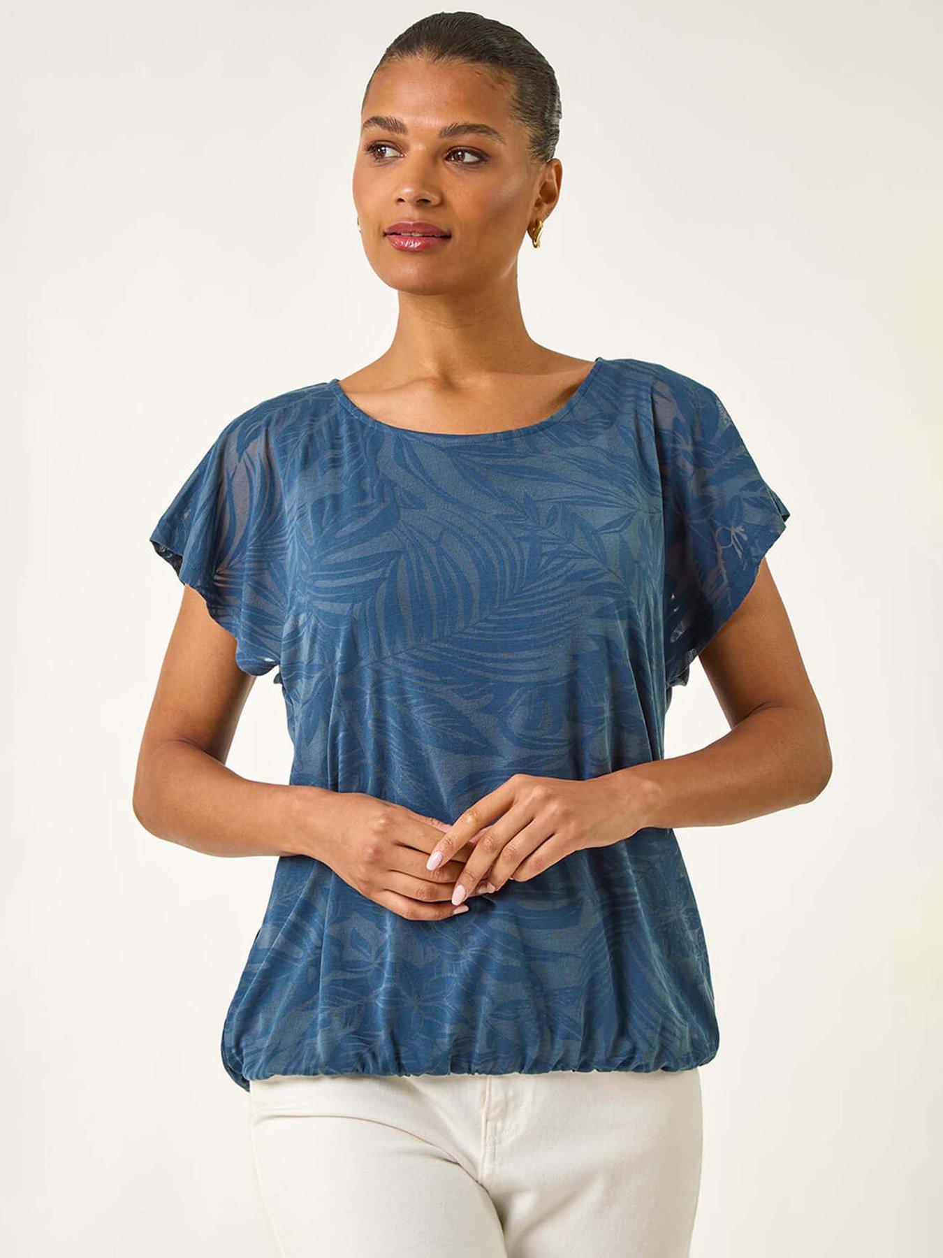 undefined Burnout Bubble Hem Top - Navy