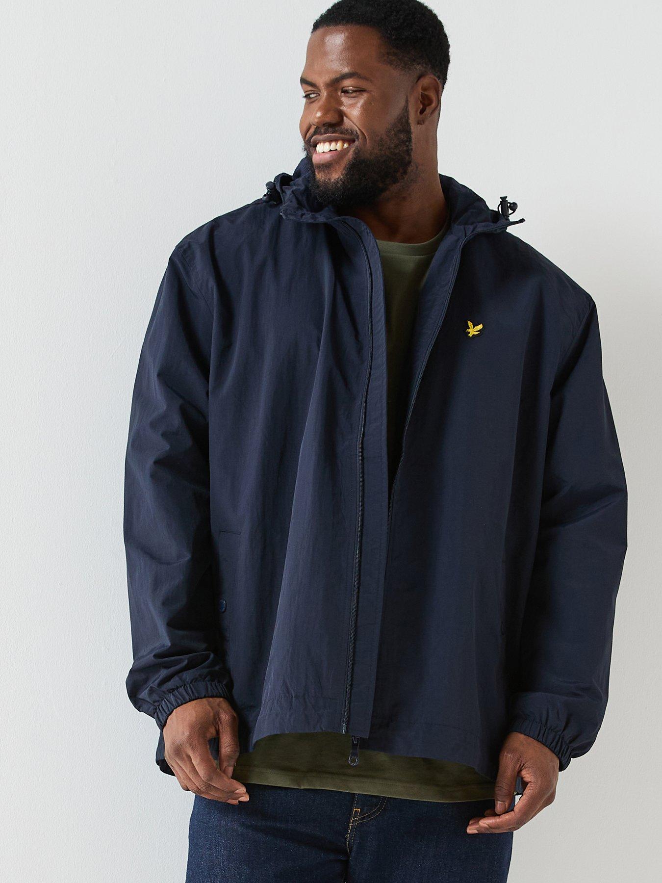  image of lyle-scott-big-and-tall-zip-through-hooded-jacket-navy