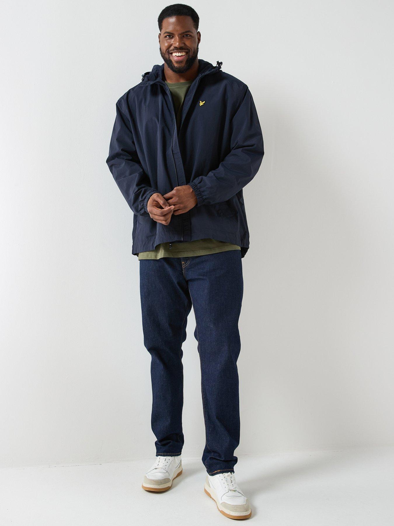  image of lyle-scott-big-and-tall-zip-through-hooded-jacket-navy