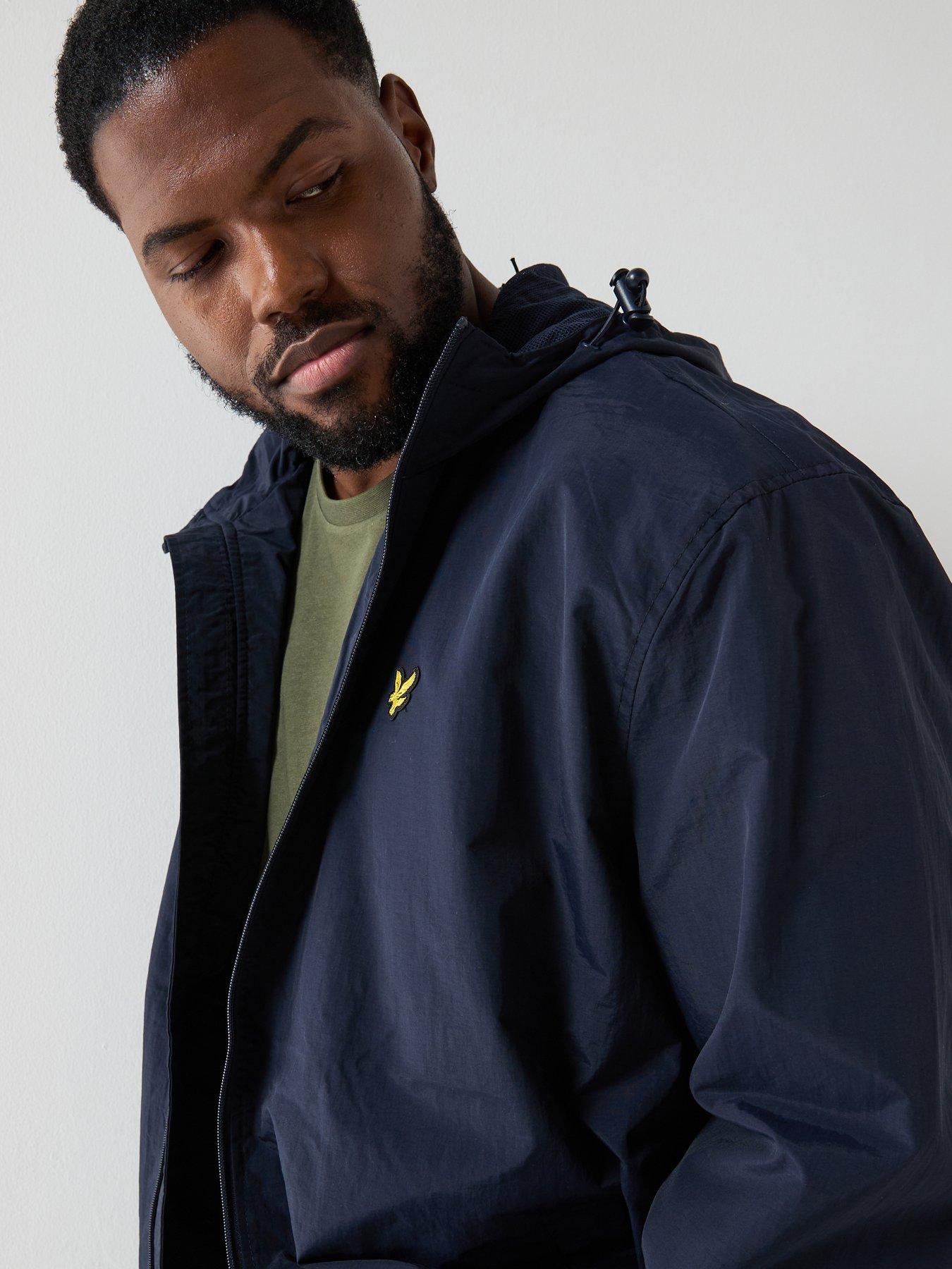  image of lyle-scott-big-and-tall-zip-through-hooded-jacket-navy