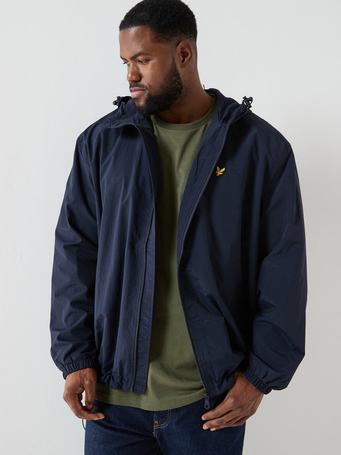  image of lyle-scott-big-and-tall-zip-through-hooded-jacket-navy