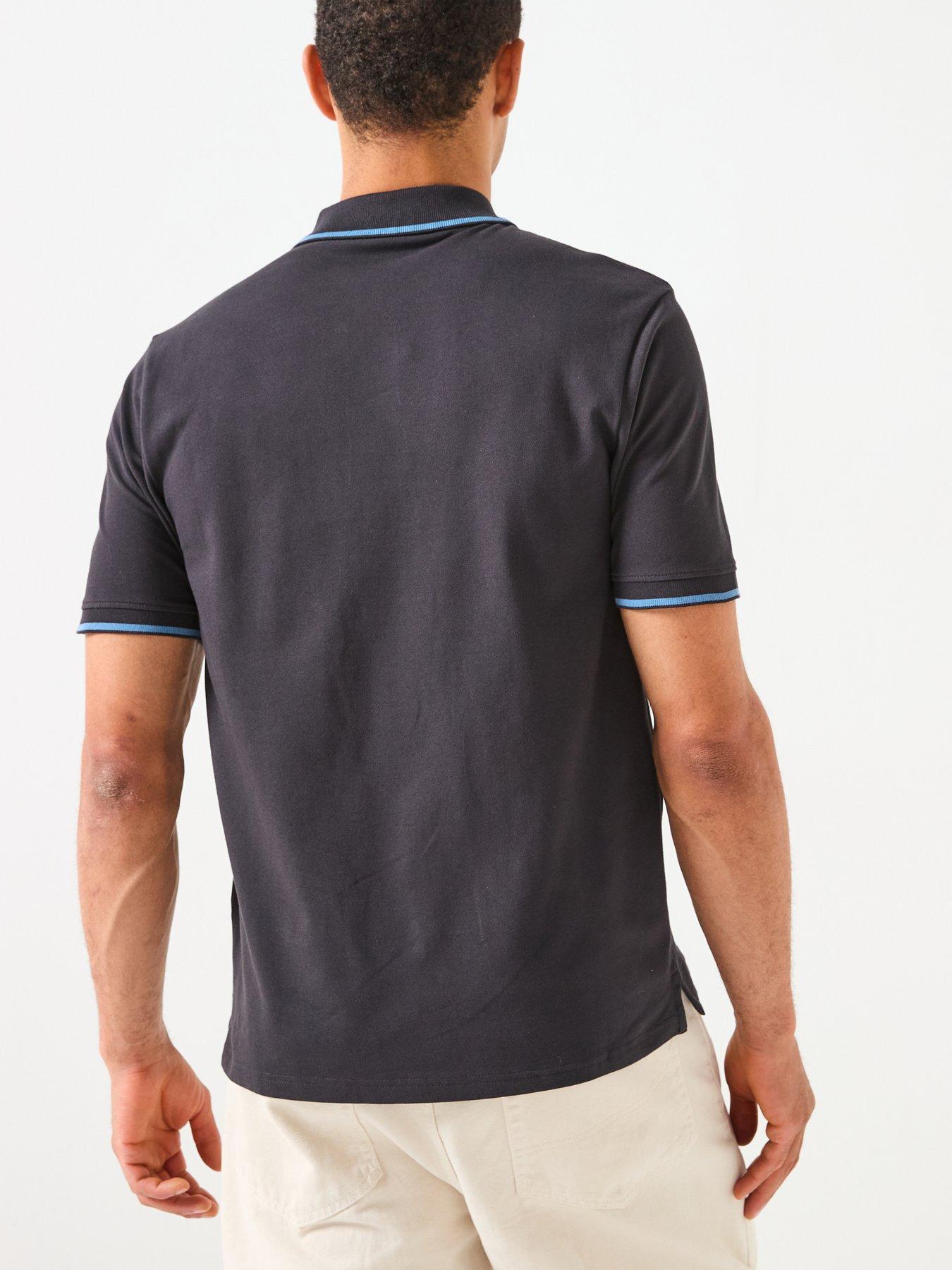  image of lyle-scott-tipped-polo-shirt--black