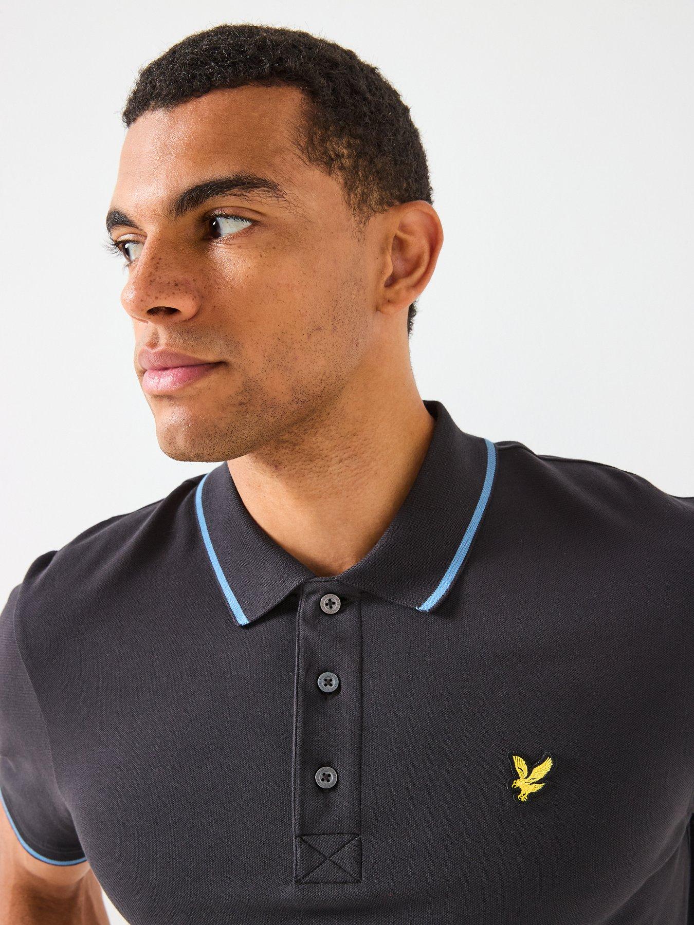  image of lyle-scott-tipped-polo-shirt--black