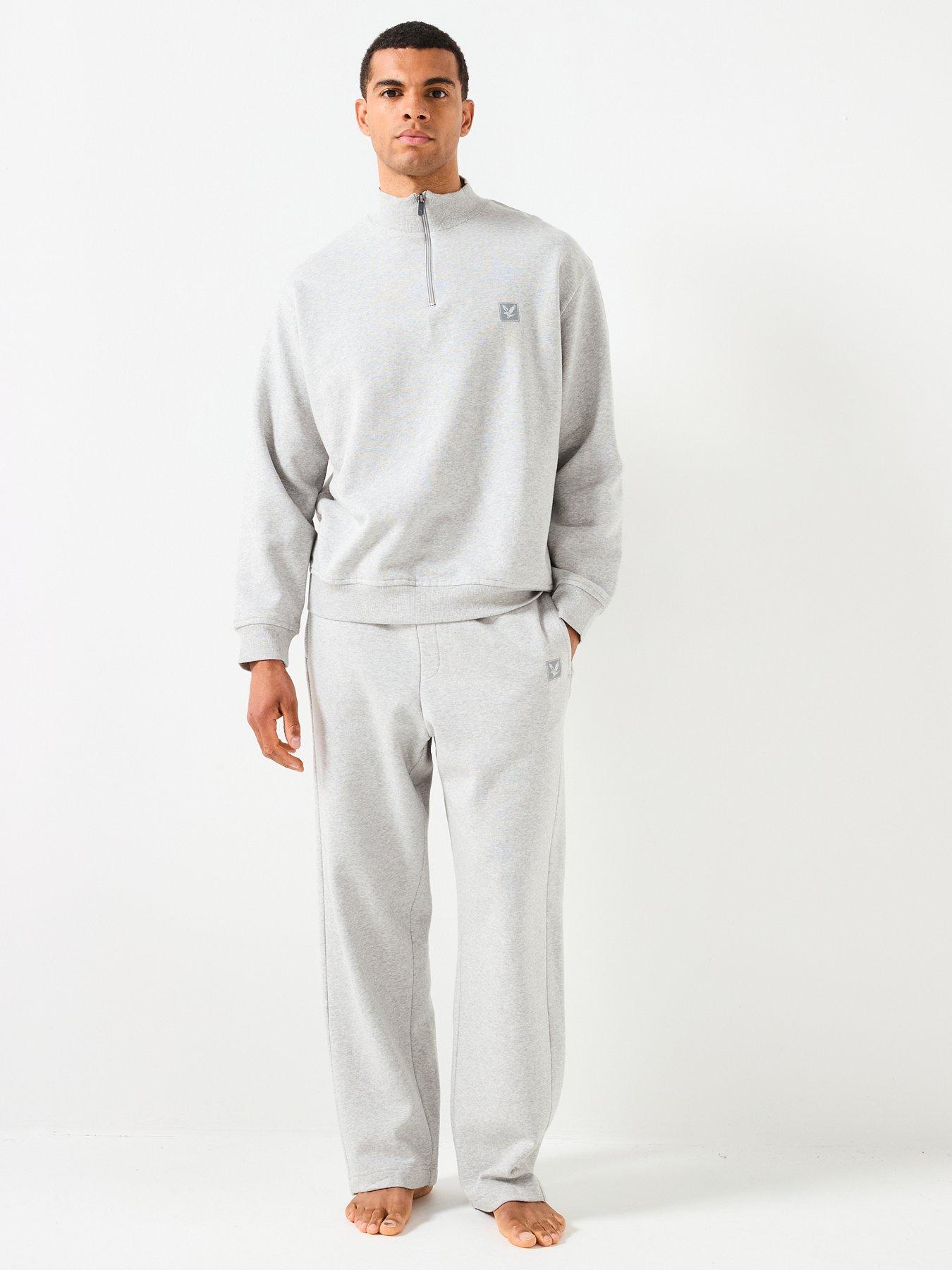 Image 3 of 6 of Lyle & Scott Loungewear 1/4 Zip Sweatshirt- Dark Grey - Light Grey