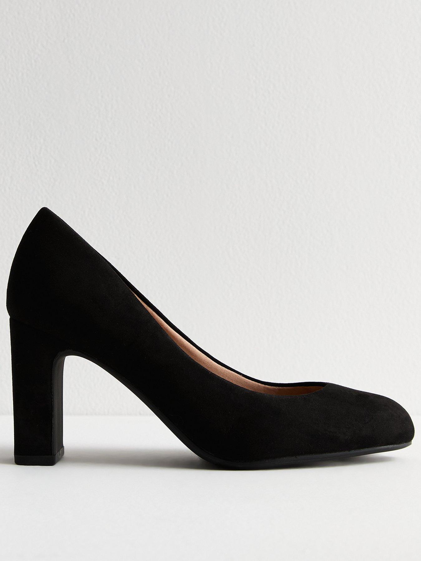 Image 1 of 3 of New Look Wide Fit Faux Suede Court Shoes - Black