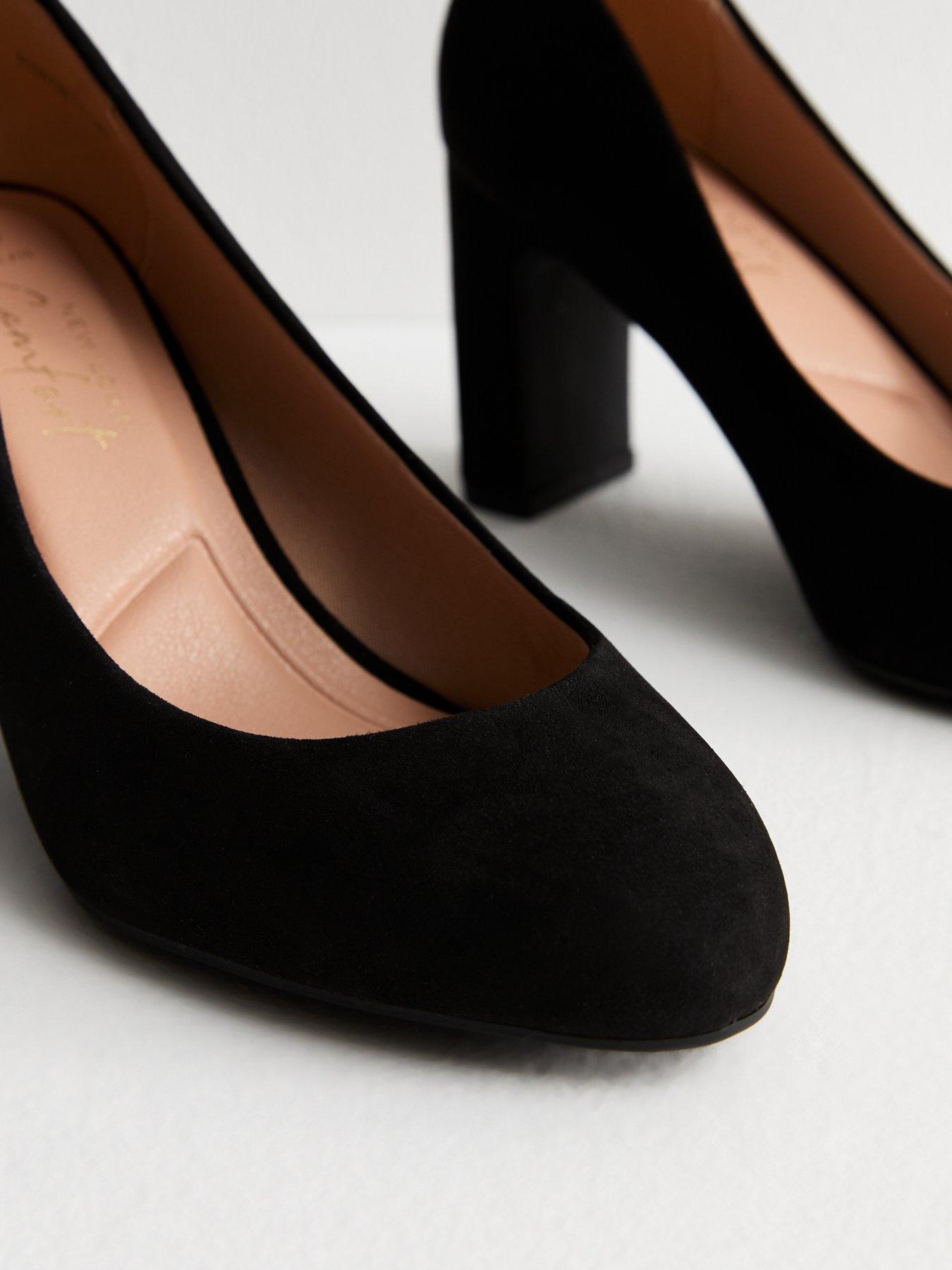 Image 2 of 3 of New Look Wide Fit Faux Suede Court Shoes - Black