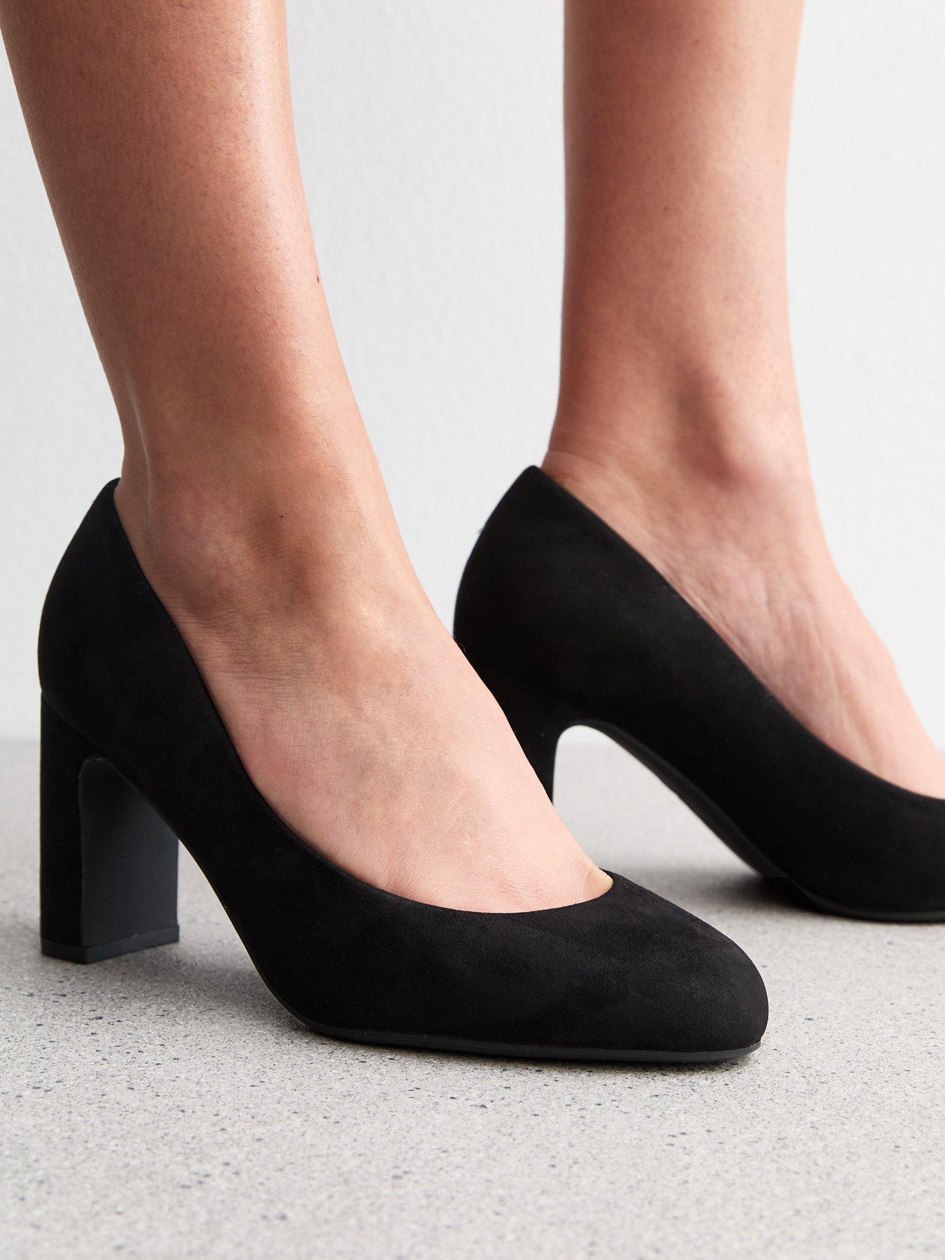 Image 3 of 3 of New Look Wide Fit Faux Suede Court Shoes - Black
