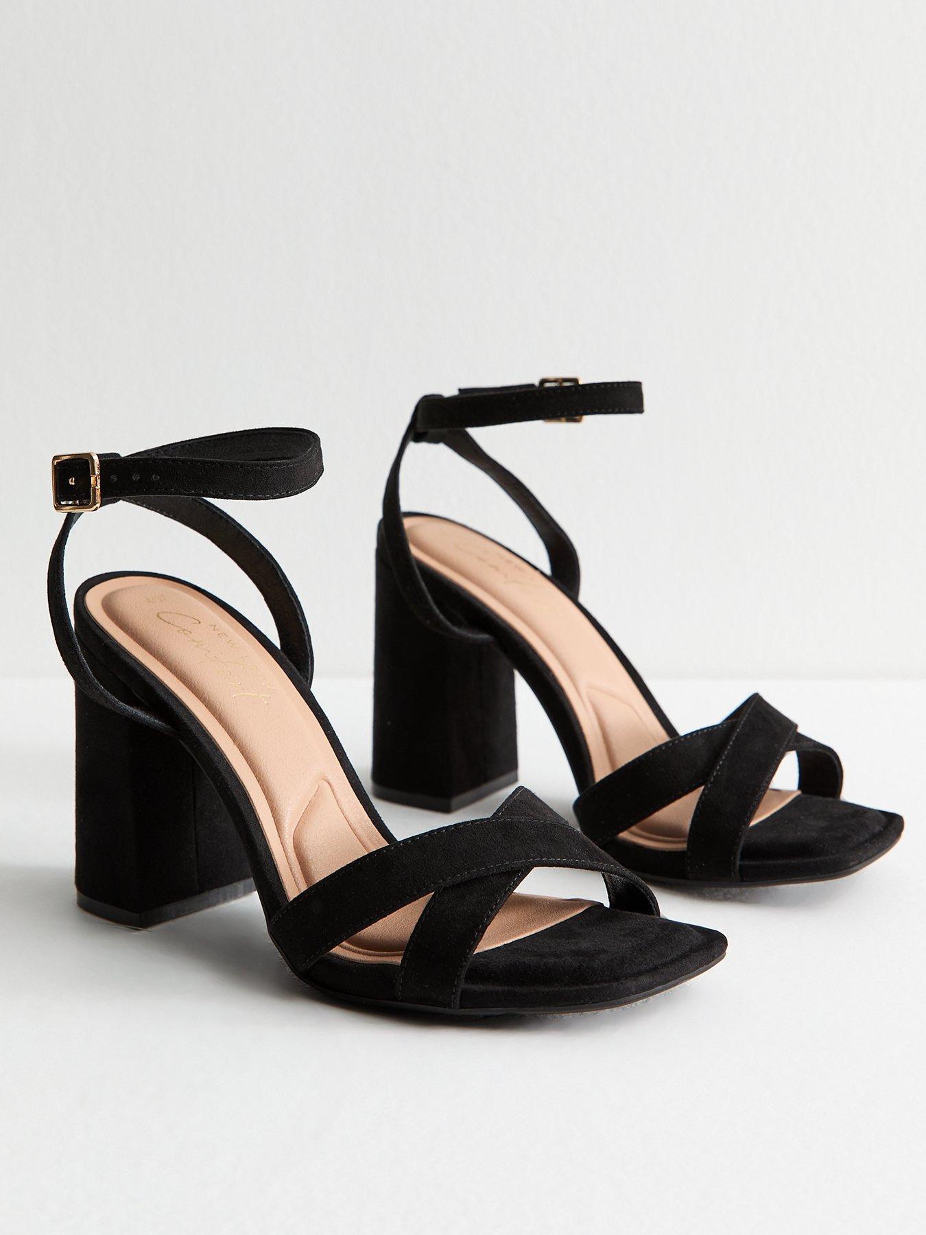 Image 2 of 6 of New Look Black Faux Suede Sandals