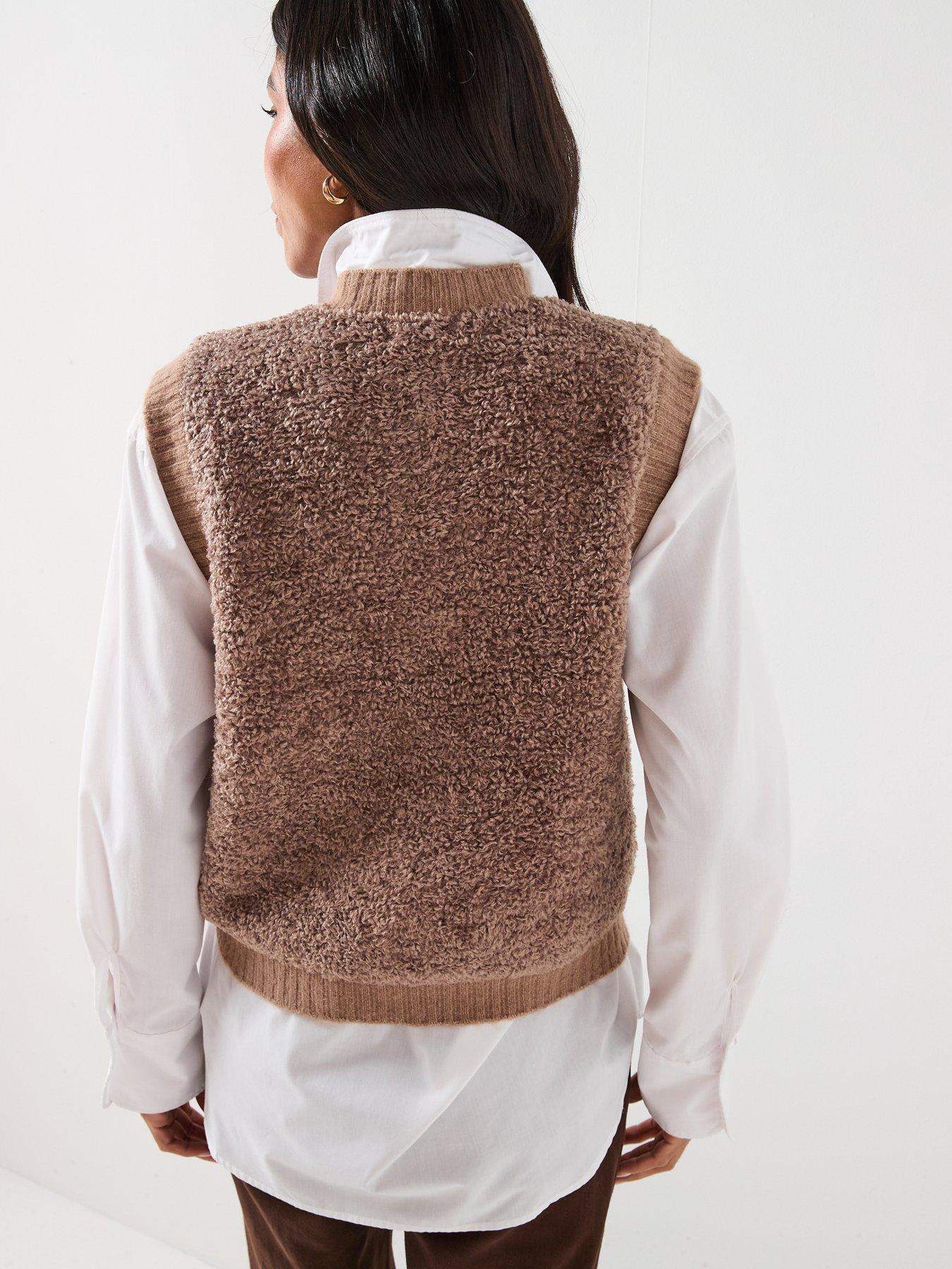 stillFront image of jdy-sleeveless-button-boucle-knit-vest-beige