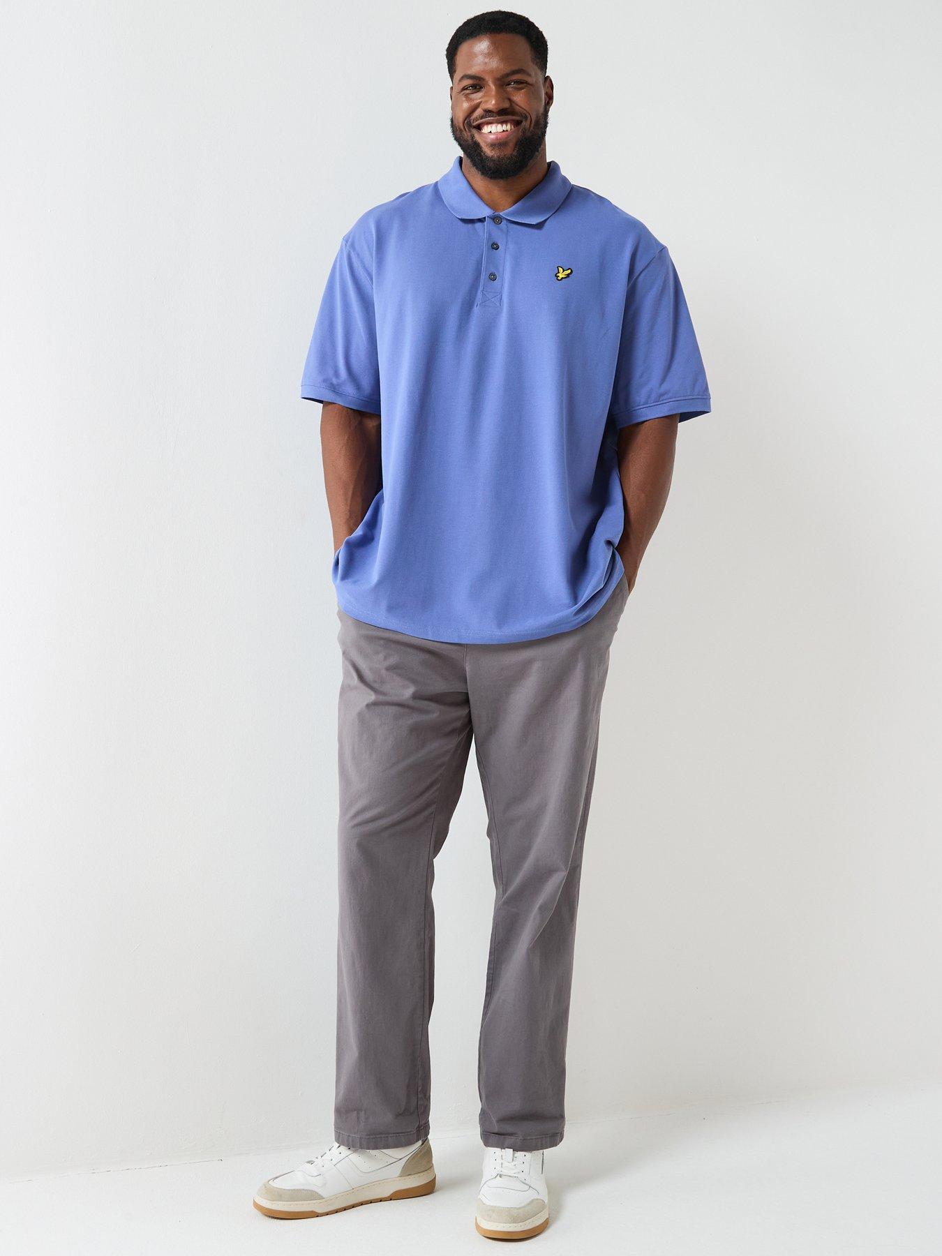  image of lyle-scott-big-and-tall-plain-polo-shirt-blue