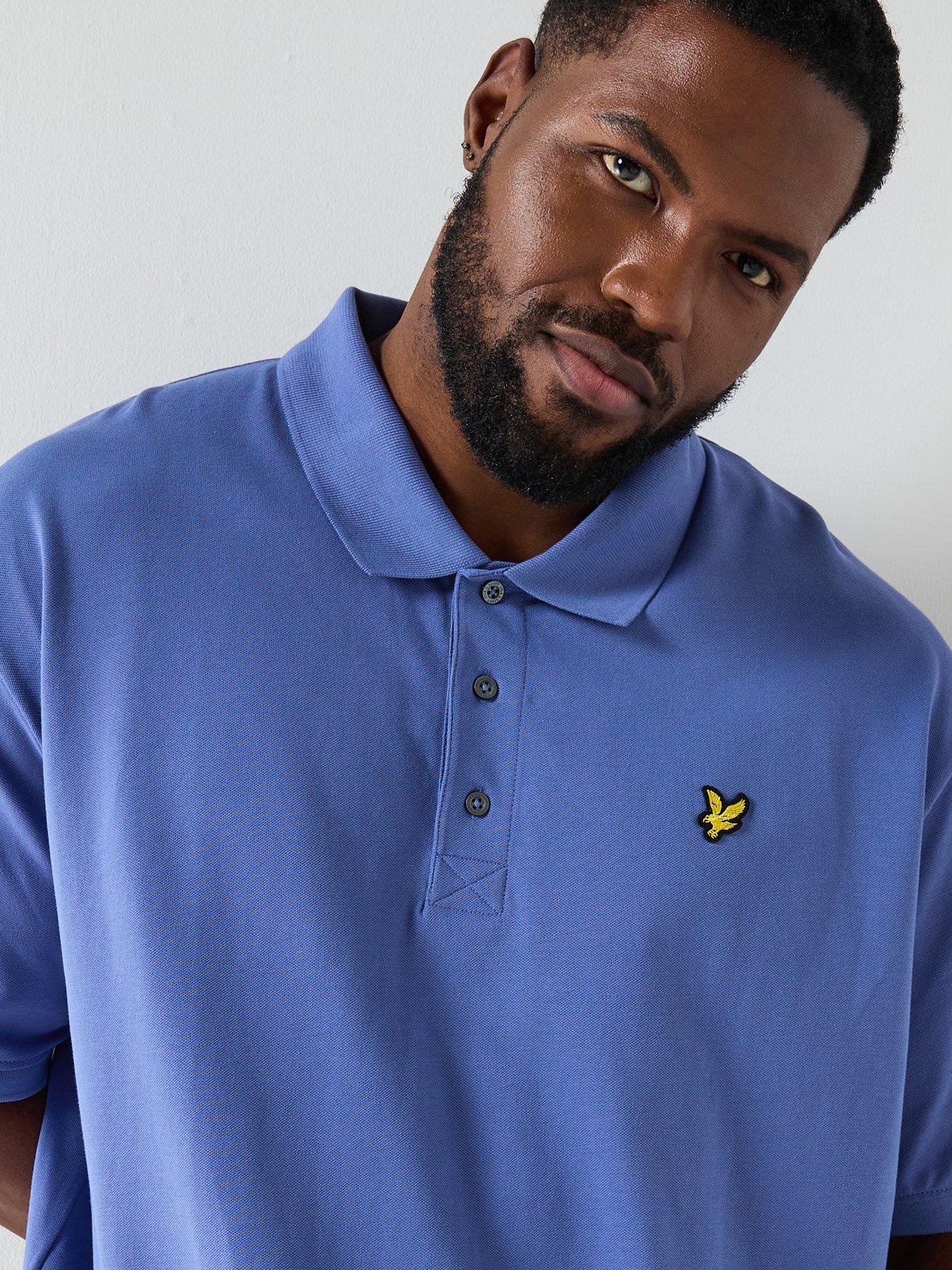  image of lyle-scott-big-and-tall-plain-polo-shirt-blue
