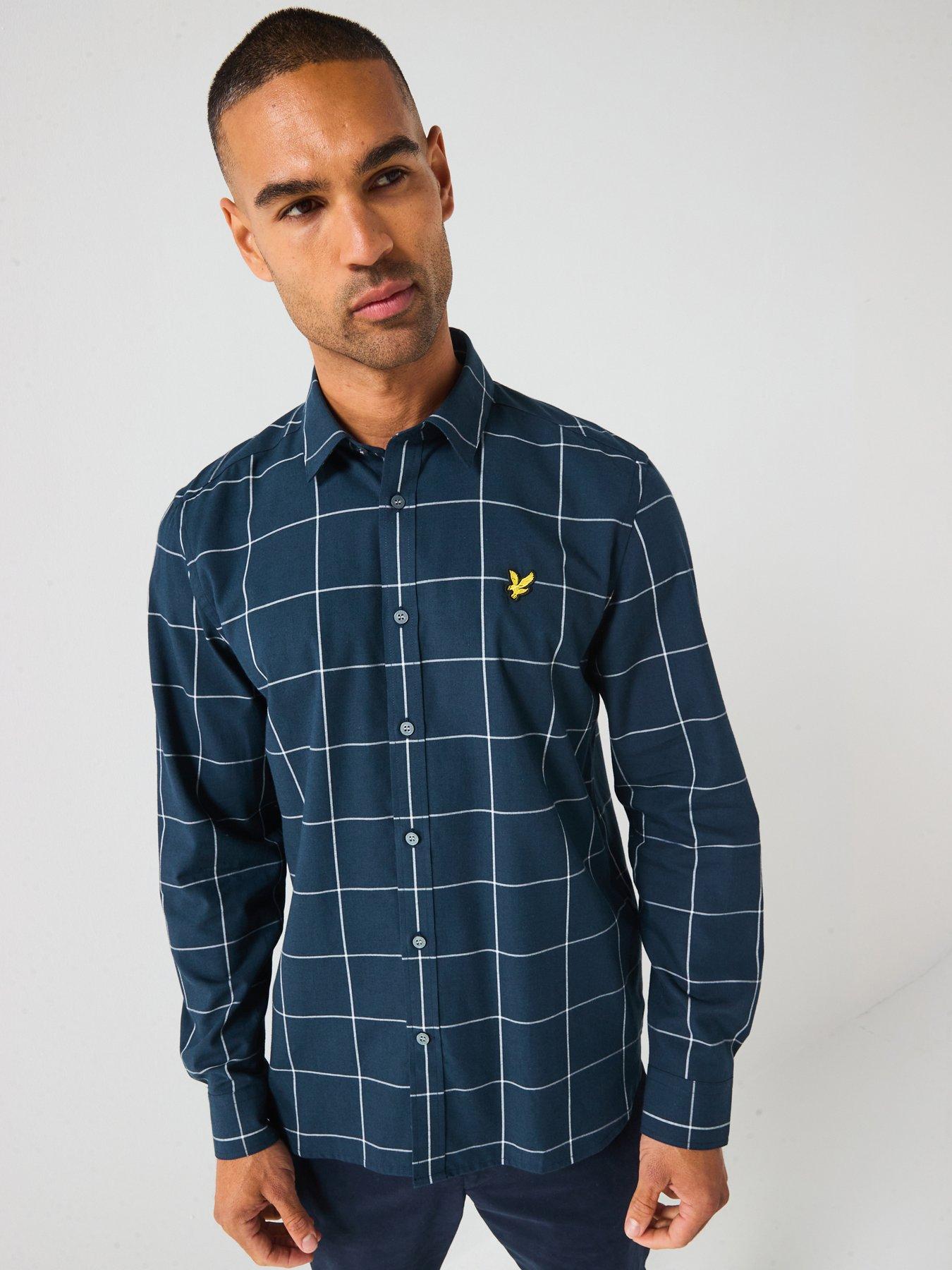  image of lyle-scott-window-pane-check-shirt--navy