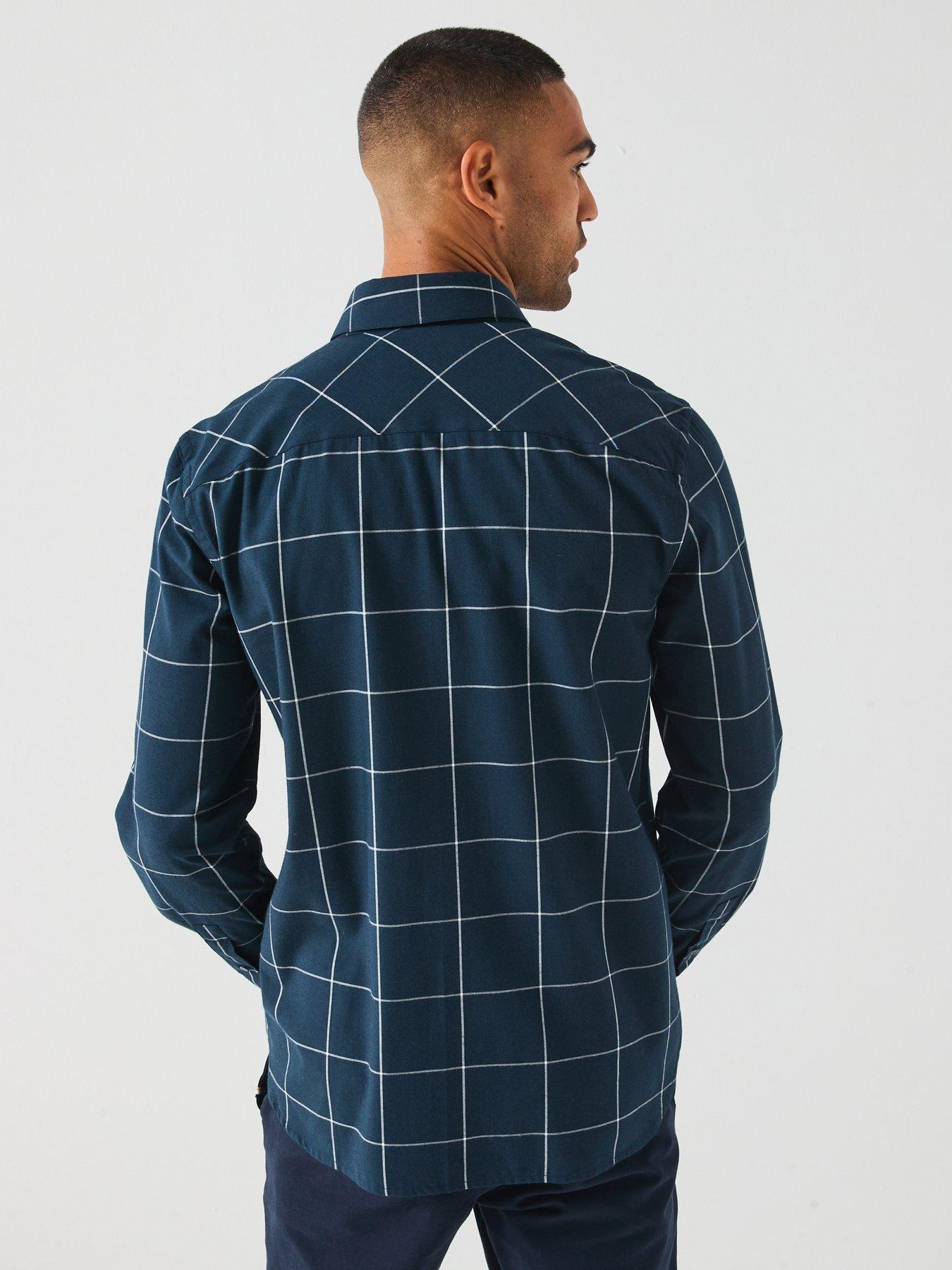  image of lyle-scott-window-pane-check-shirt--navy
