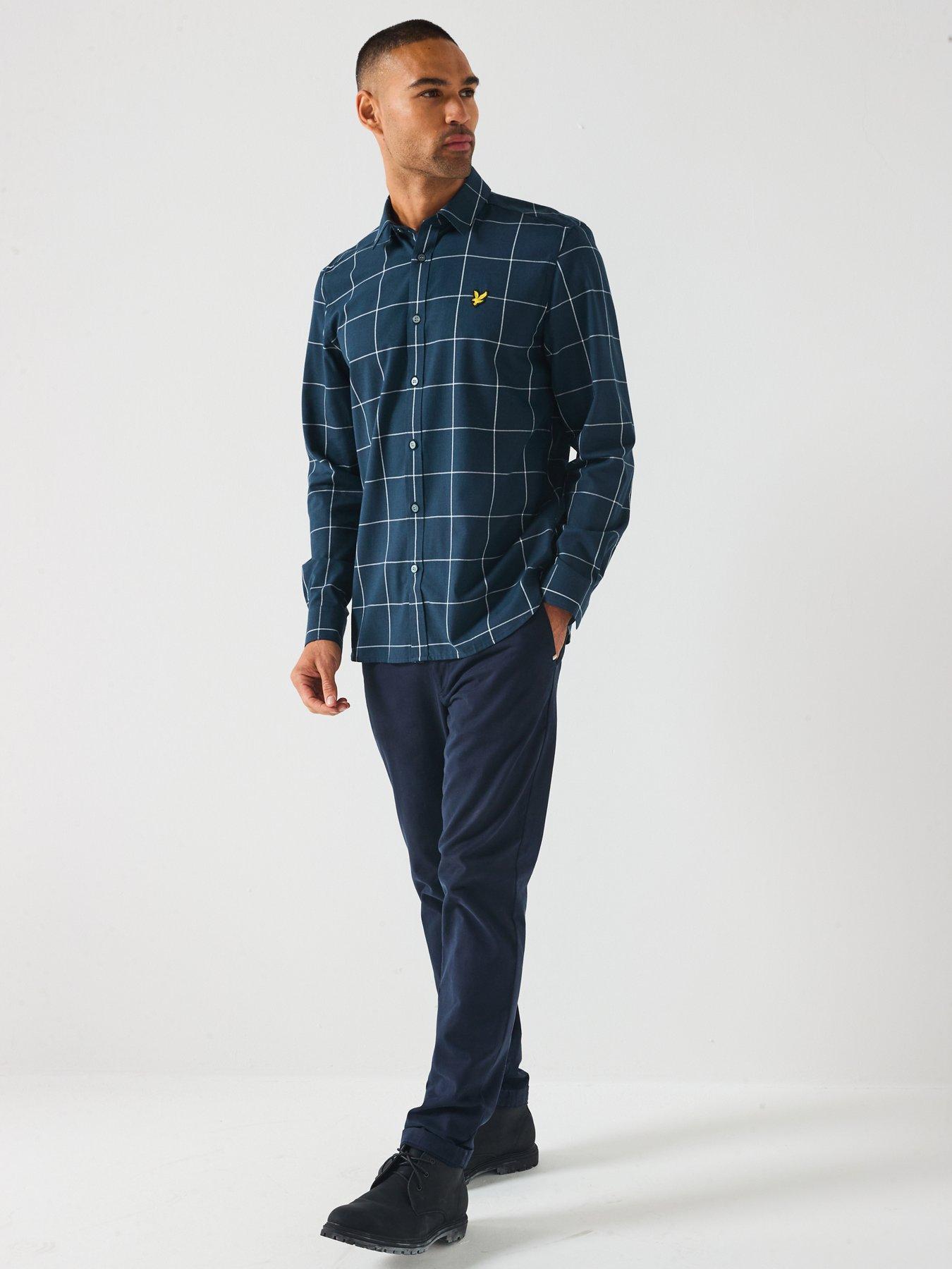 image of lyle-scott-window-pane-check-shirt--navy