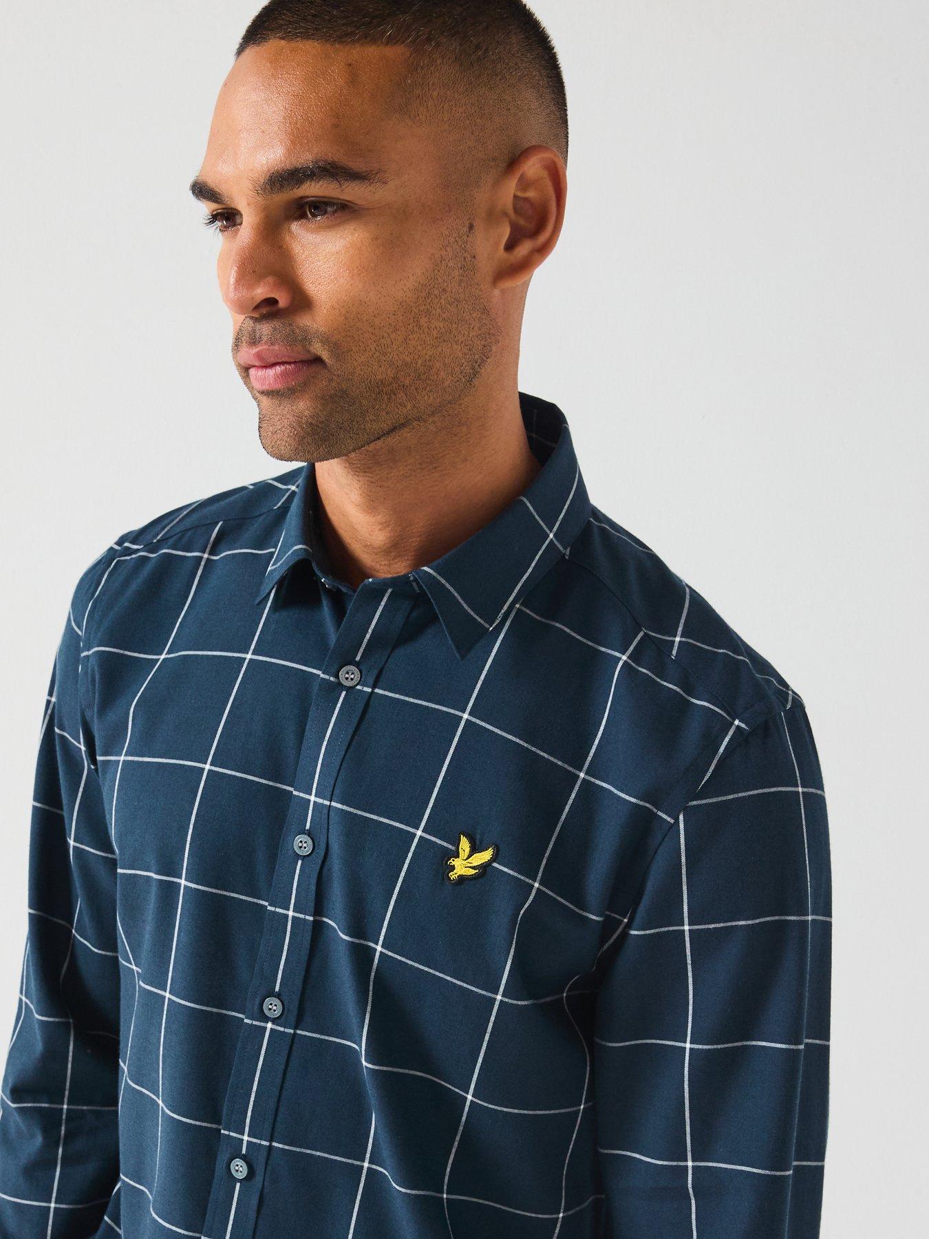  image of lyle-scott-window-pane-check-shirt--navy