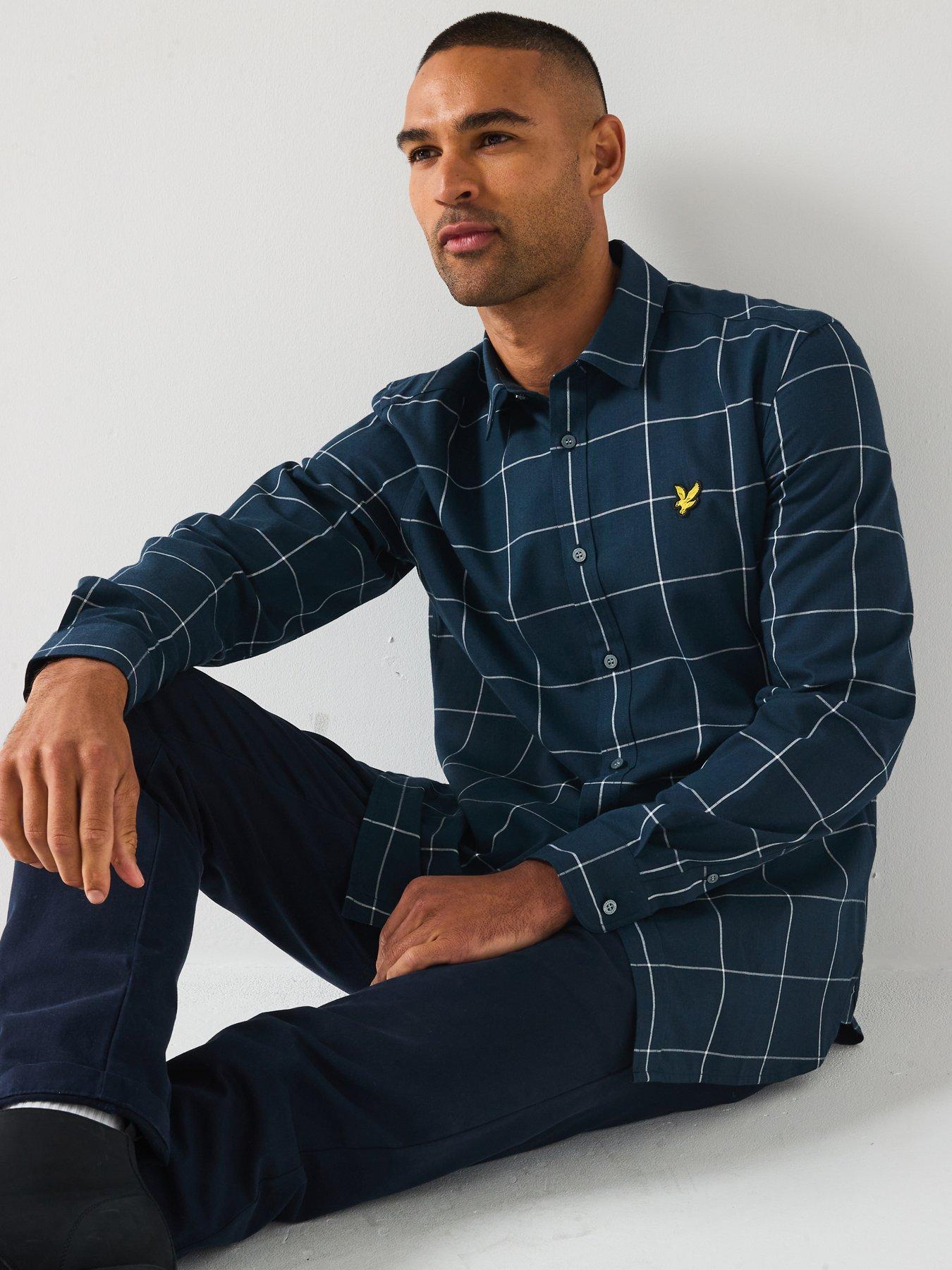  image of lyle-scott-window-pane-check-shirt--navy