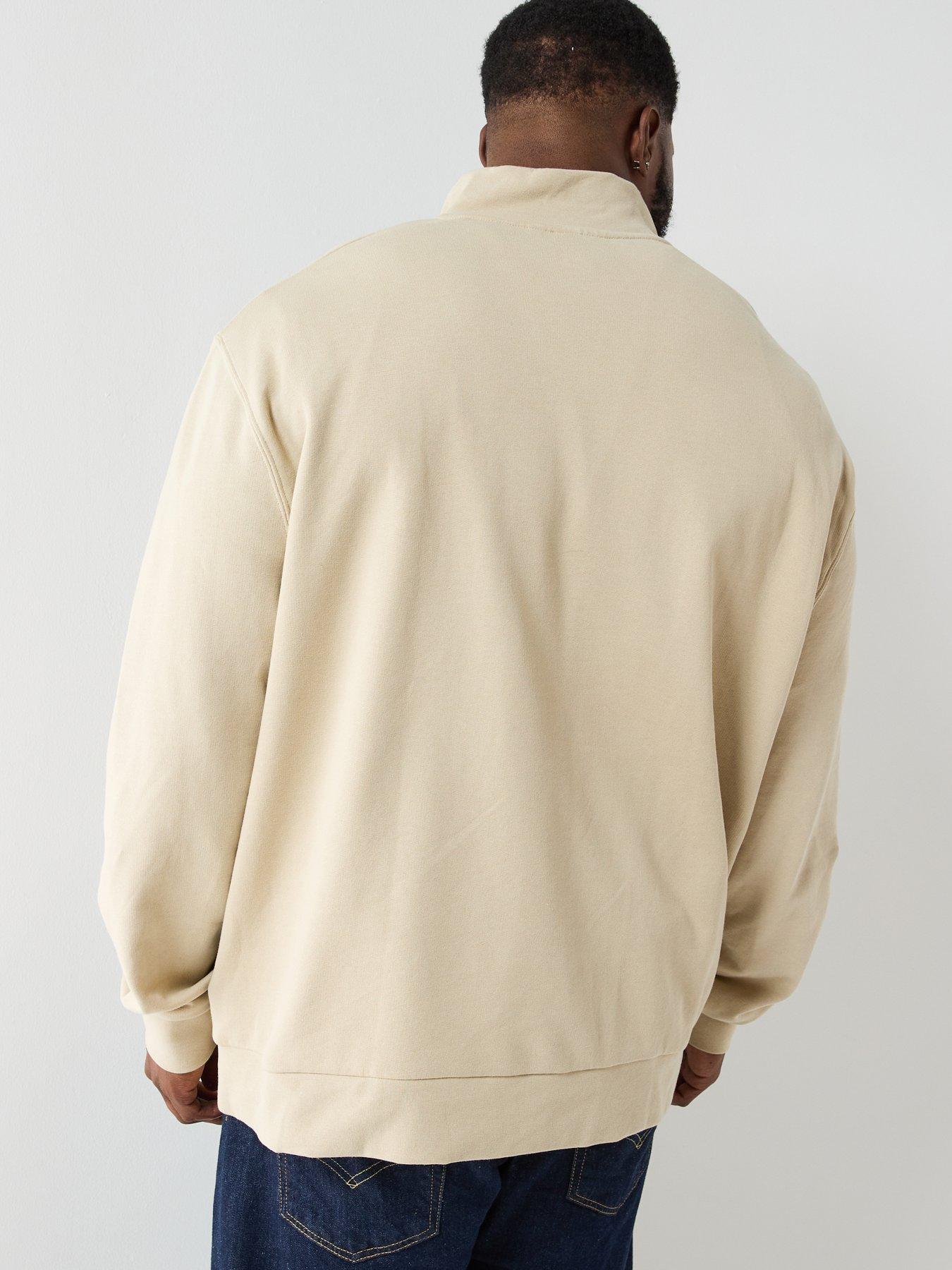  image of lyle-scott-big-and-tall-loopback-quarter-zip-sweatshirt-cream