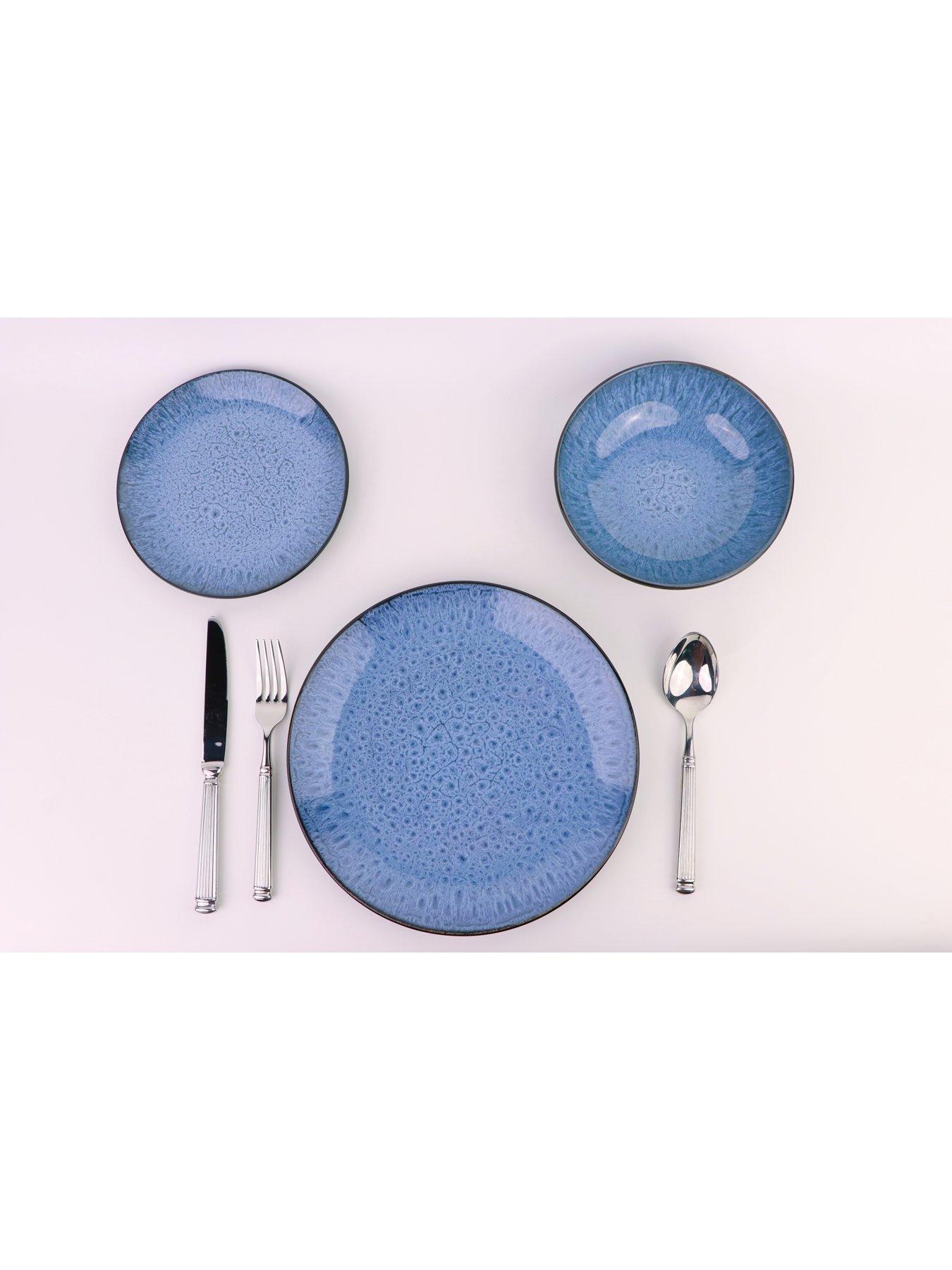 Image 3 of 6 of WATERSIDE 12pc Blue Reactive Glaze Coupe