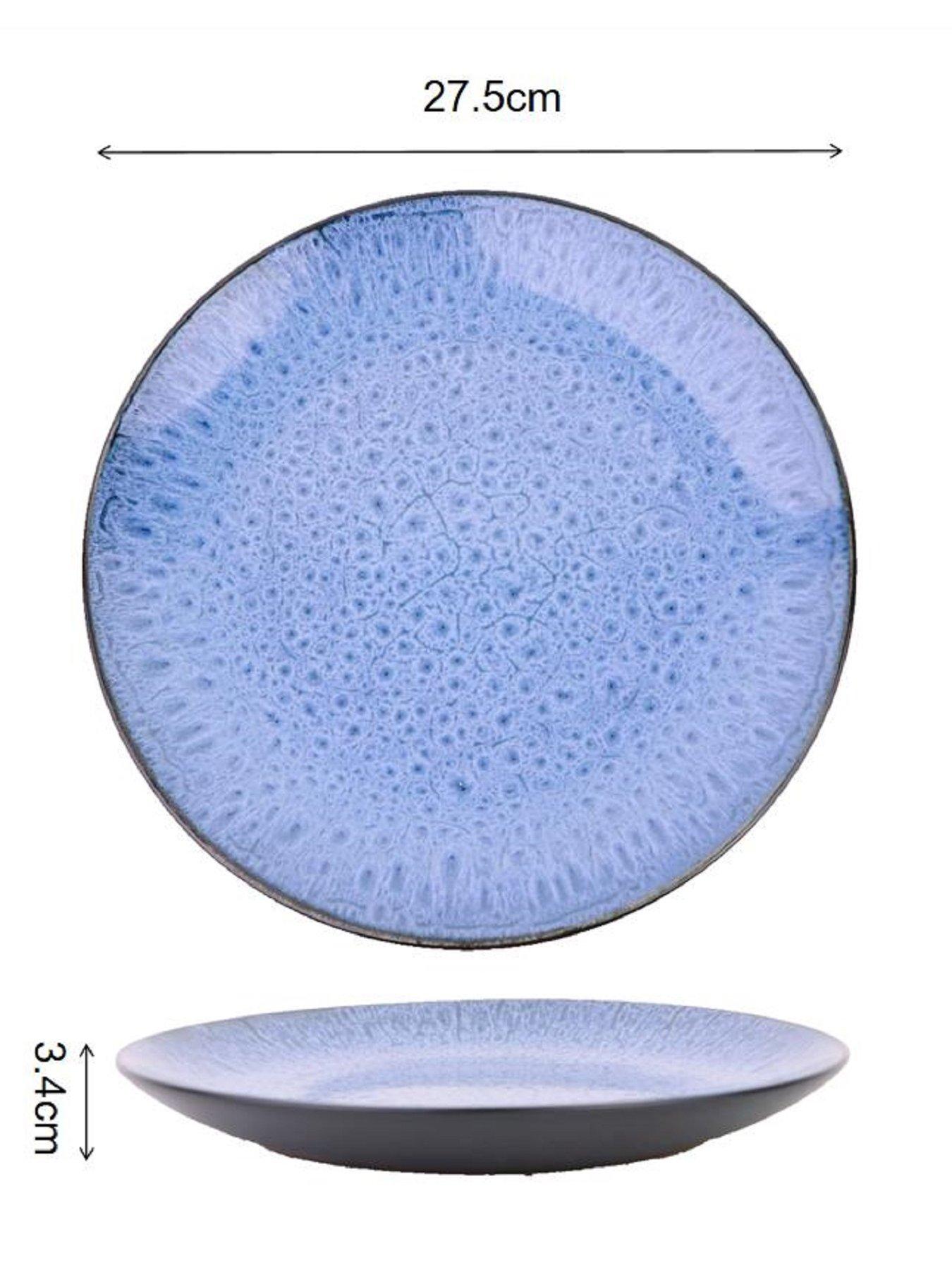Image 4 of 6 of WATERSIDE 12pc Blue Reactive Glaze Coupe