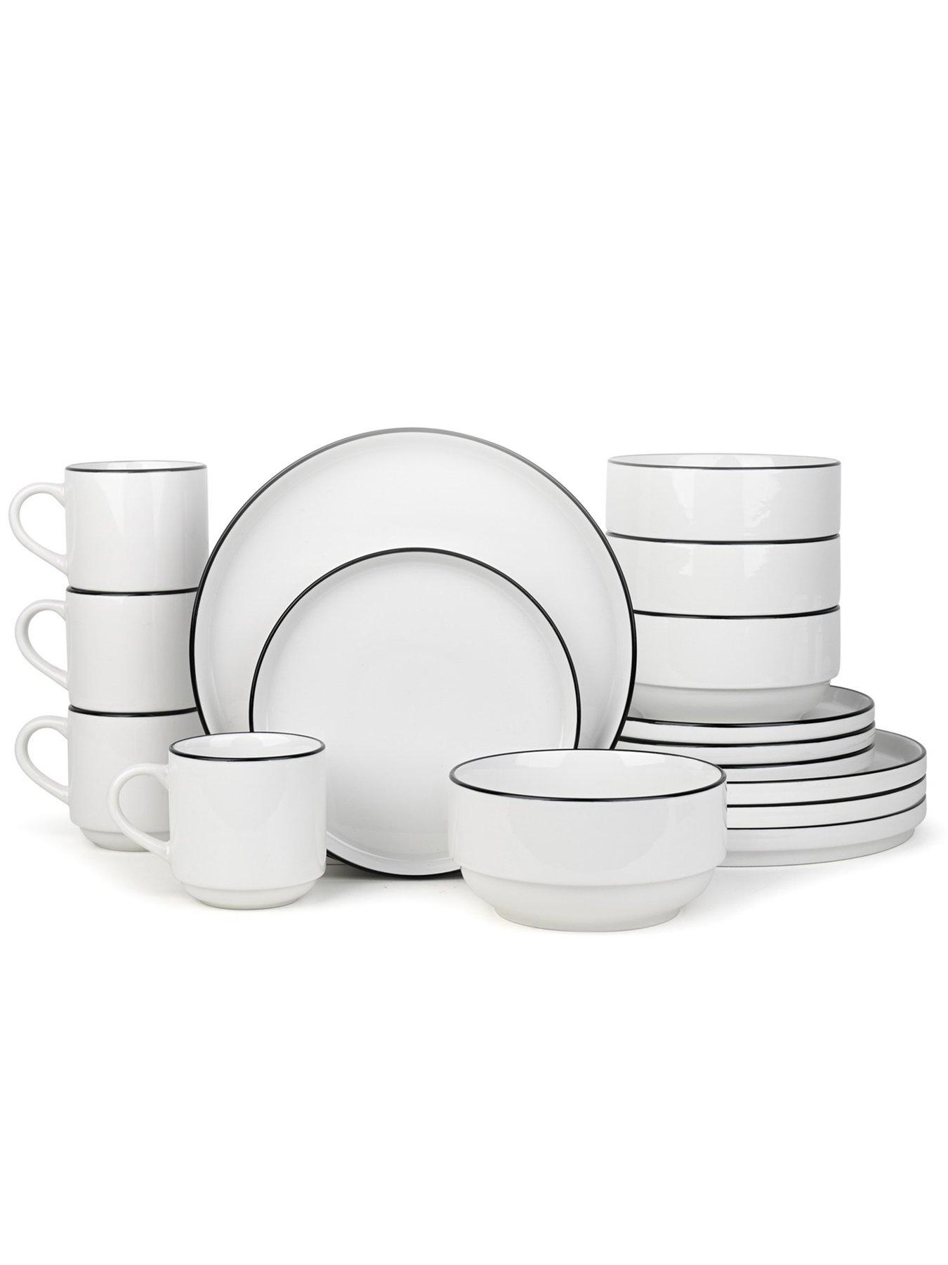 undefined 16pc Stackable White/black Rim