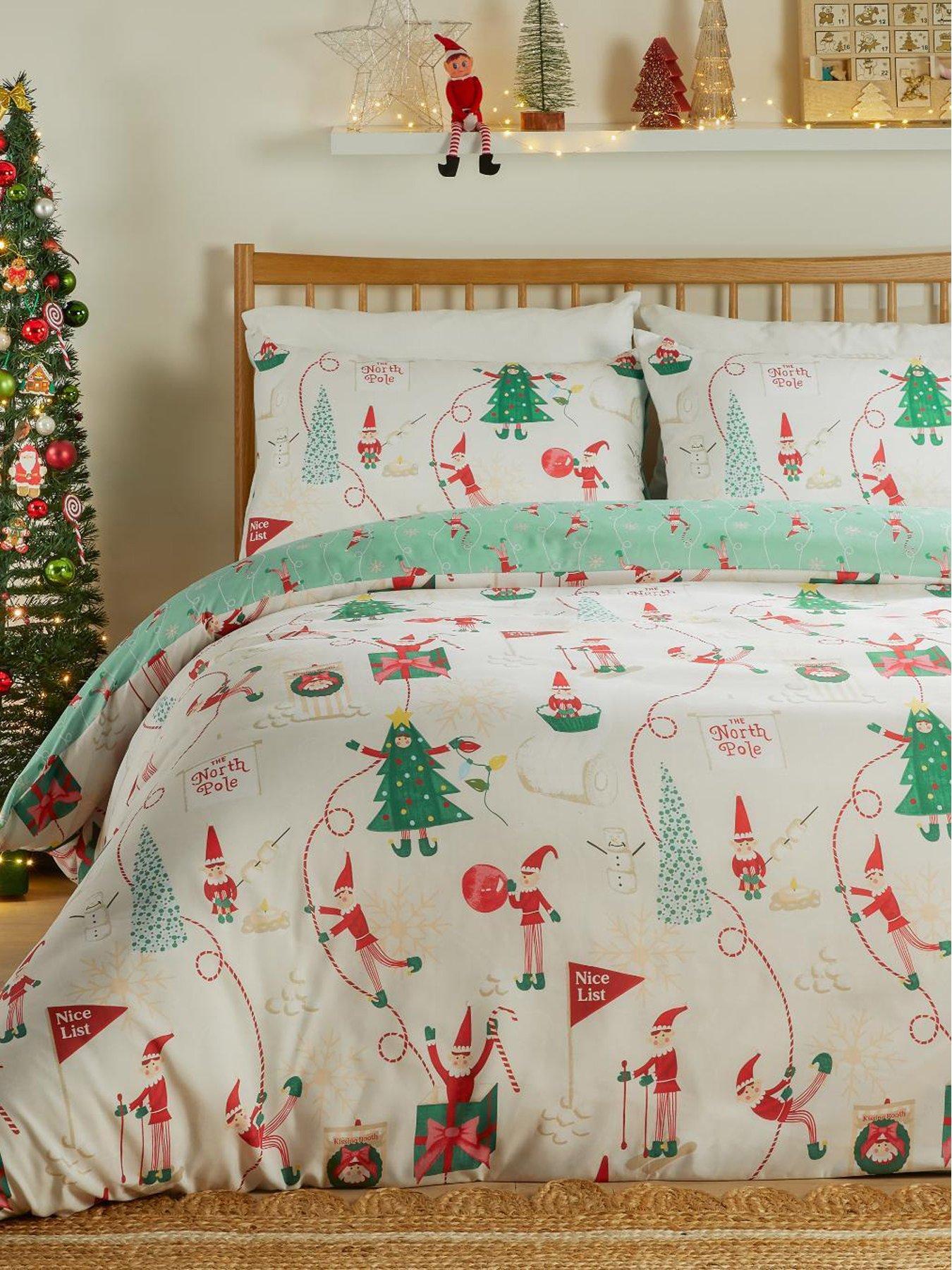 Duvet Day Elfie Christmas Duvet Set Cream/Mint