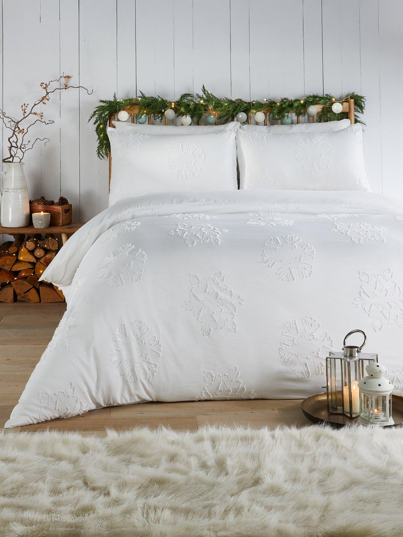 undefined Snow Crystal Tufted Single Duvet Sets White