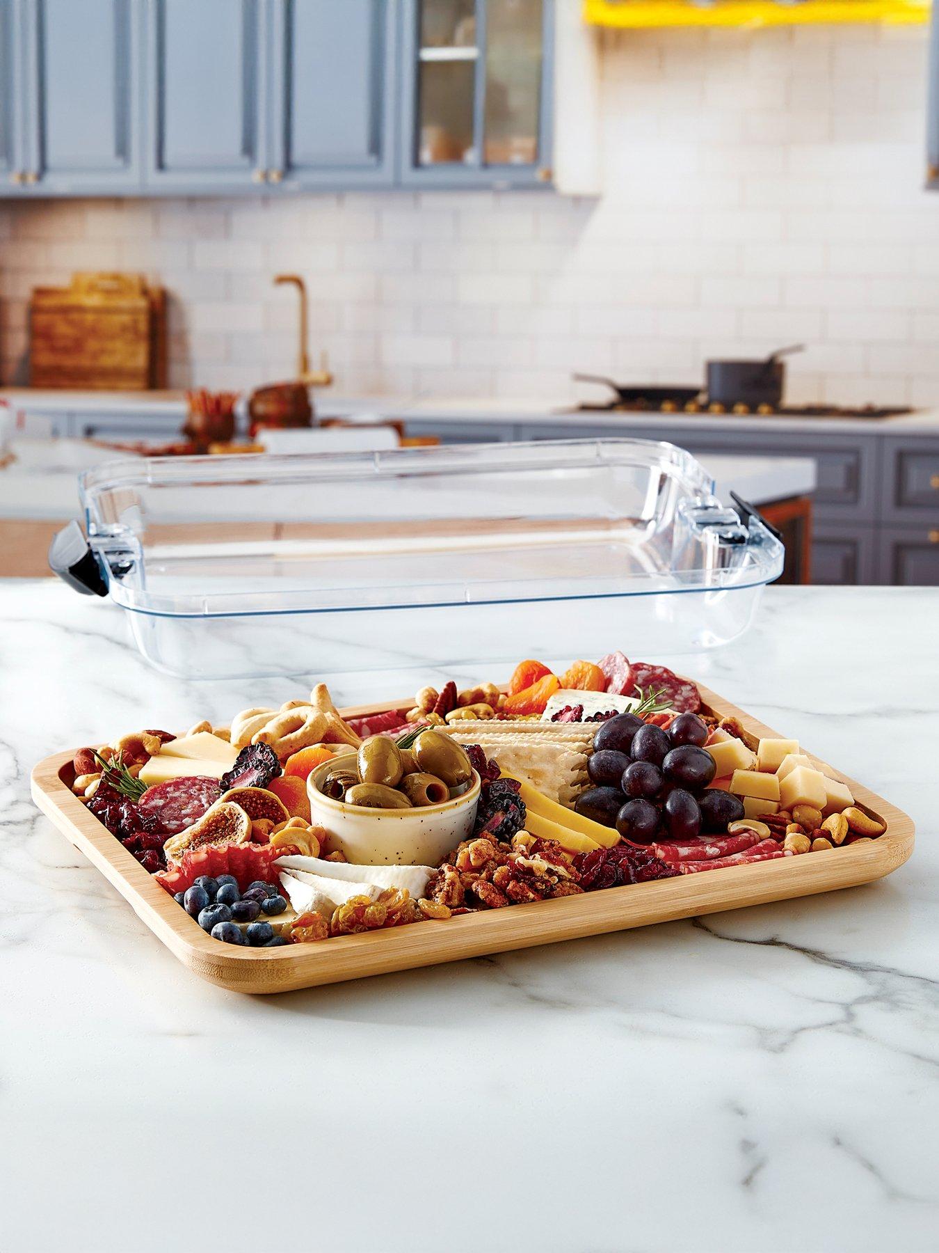 faberware-build-a-board-bamboo-grazing-board-portable-snack-box-with-rectangle-chopping-board-clear-bpa-free-lid-and-black-locking-handles-transparent-and-reusable-serving-board-28-x-355cm