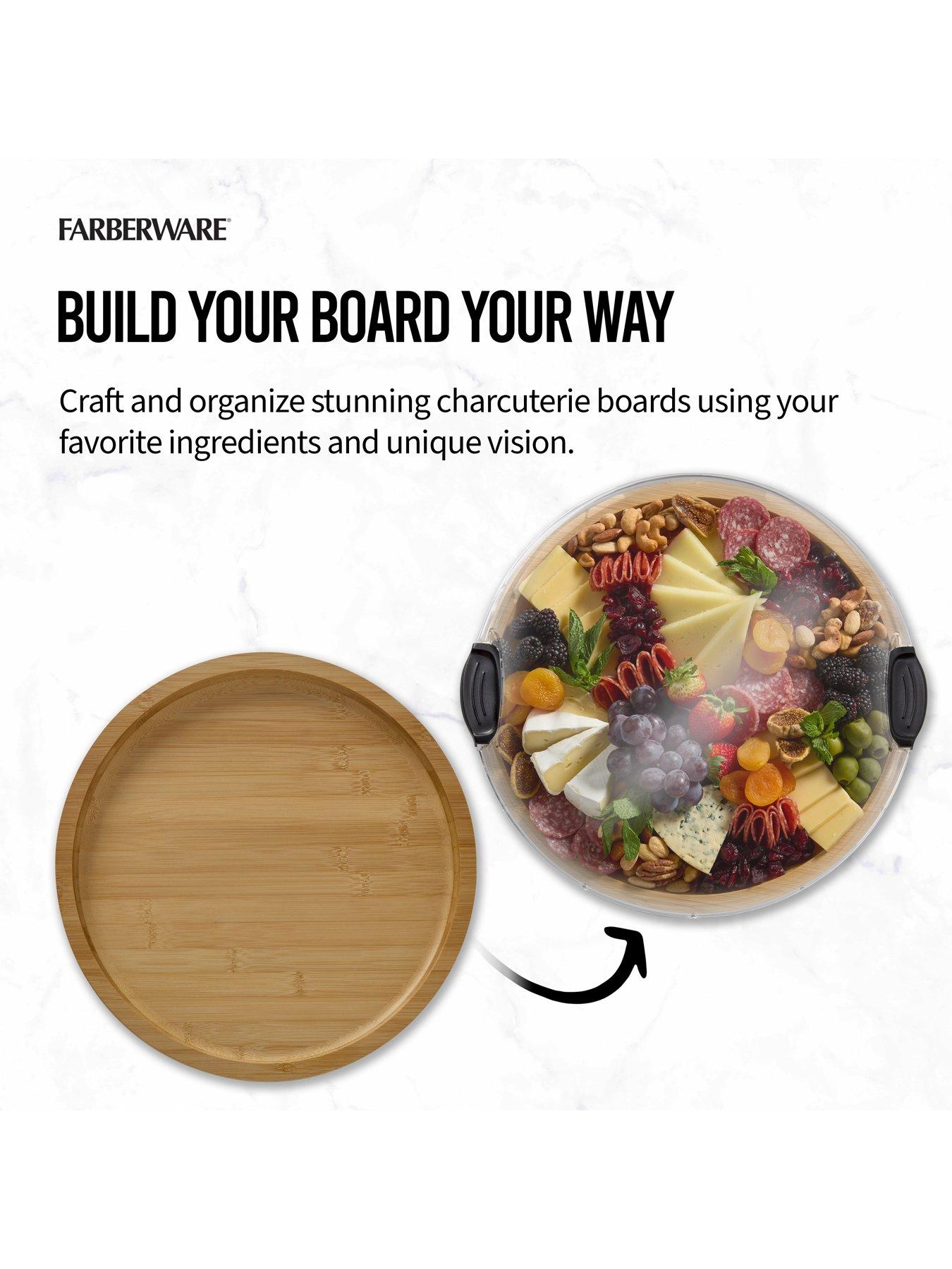  image of faberware-round-build-a-board-bamboo-snack-serving-board-with-locking-lid-355cm