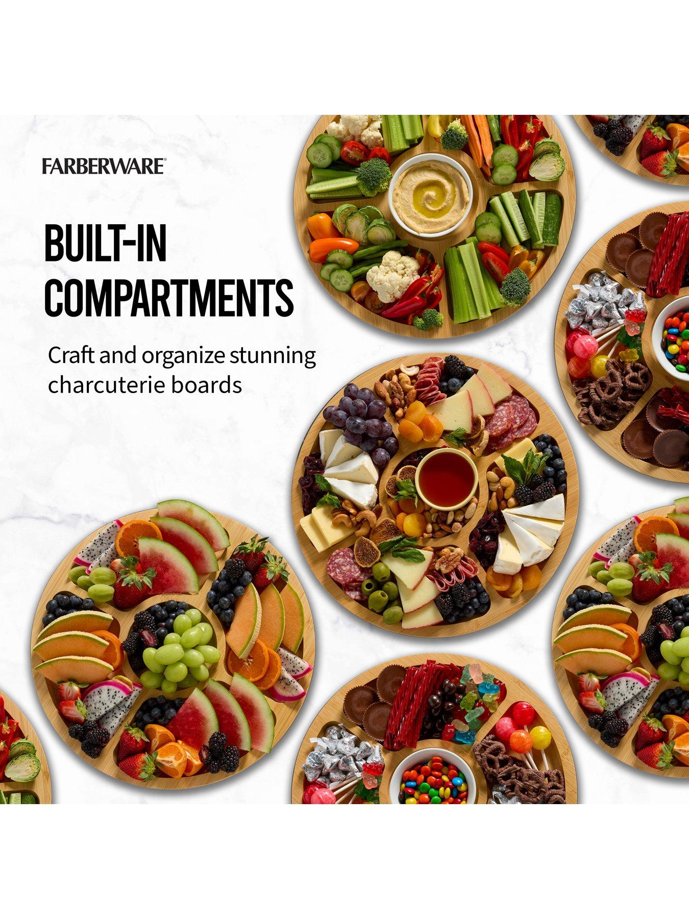 Image 4 of 7 of Faberware Round Build-a-Board Bamboo Snack Serving Board with 5 Dividers and Locking Lid, 35.5cm