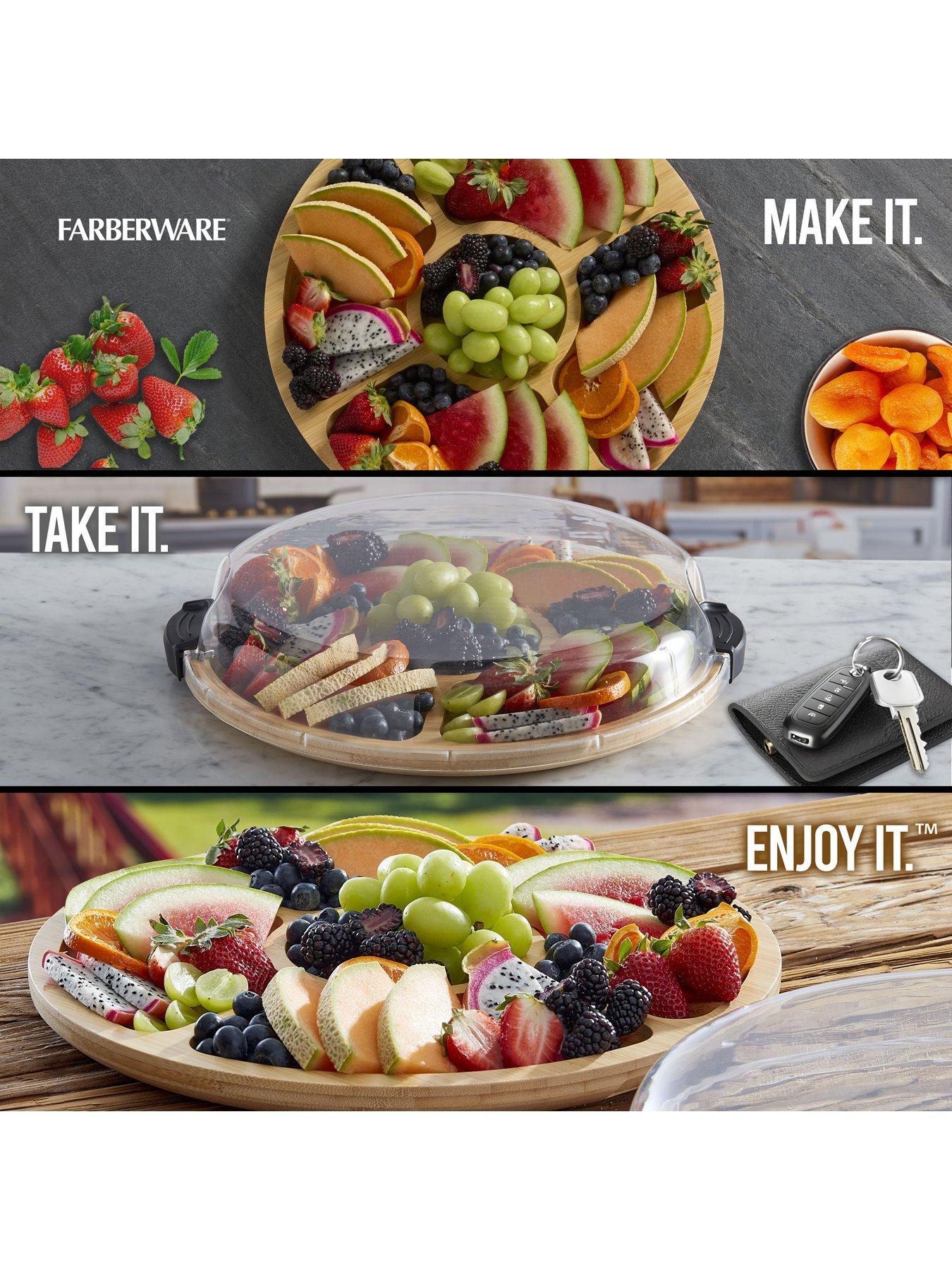 Image 5 of 7 of Faberware Round Build-a-Board Bamboo Snack Serving Board with 5 Dividers and Locking Lid, 35.5cm