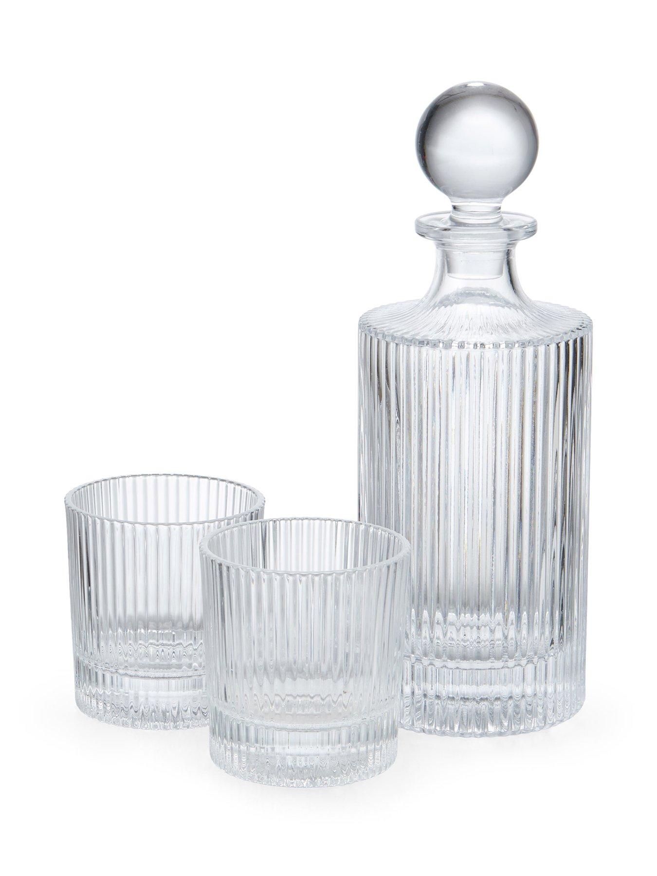 Image 1 of 7 of BarCraft Decanter Set 750ml Ribbed Glass