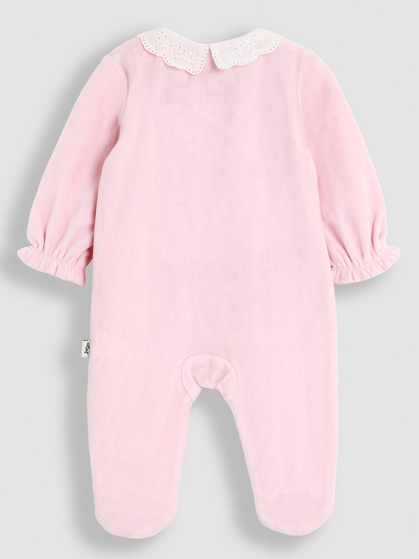  image of jojo-maman-bebe-baby-girls-bunny-applique-velour-collared-all-in-one-light-pink