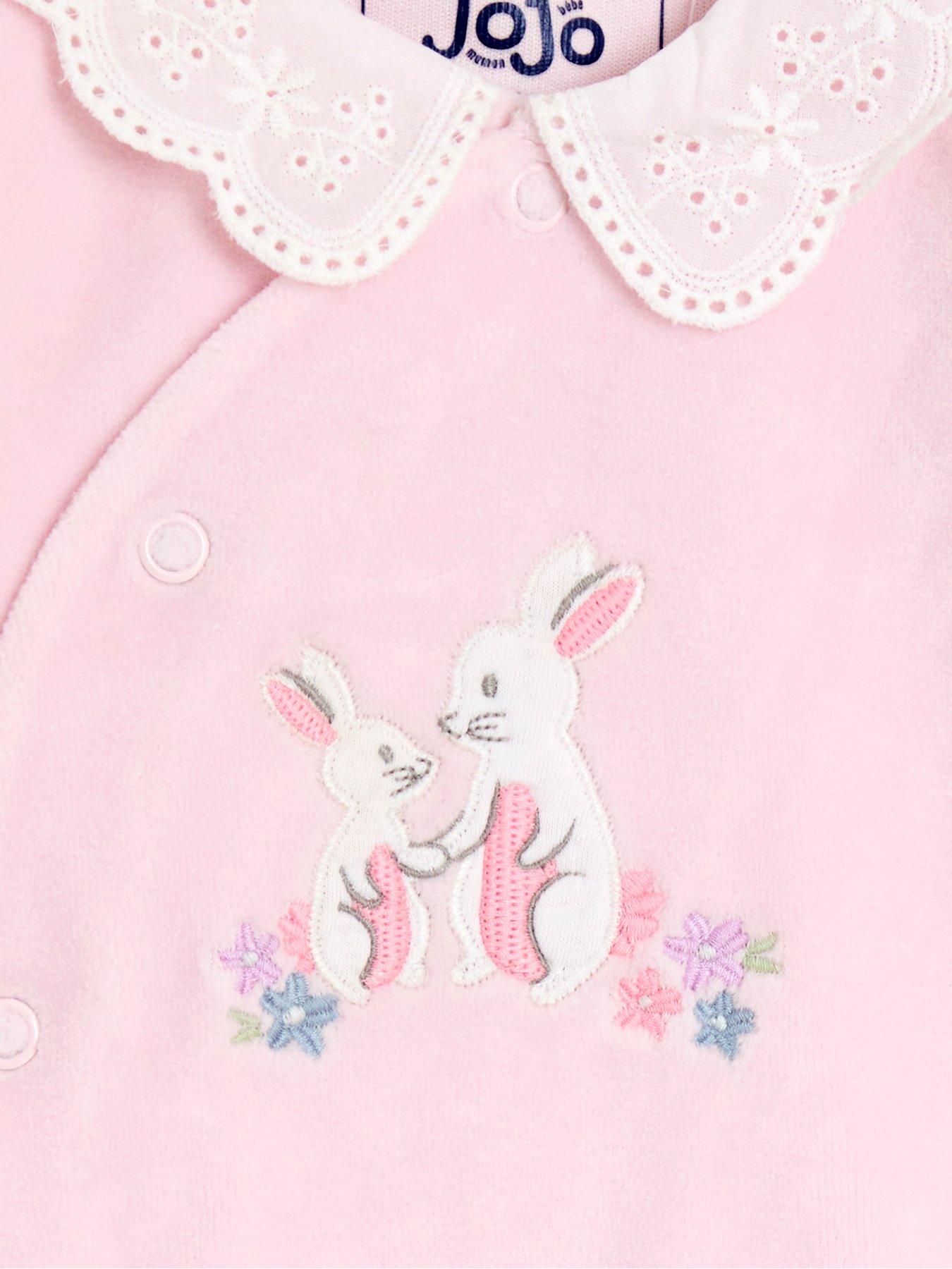  image of jojo-maman-bebe-baby-girls-bunny-applique-velour-collared-all-in-one-light-pink