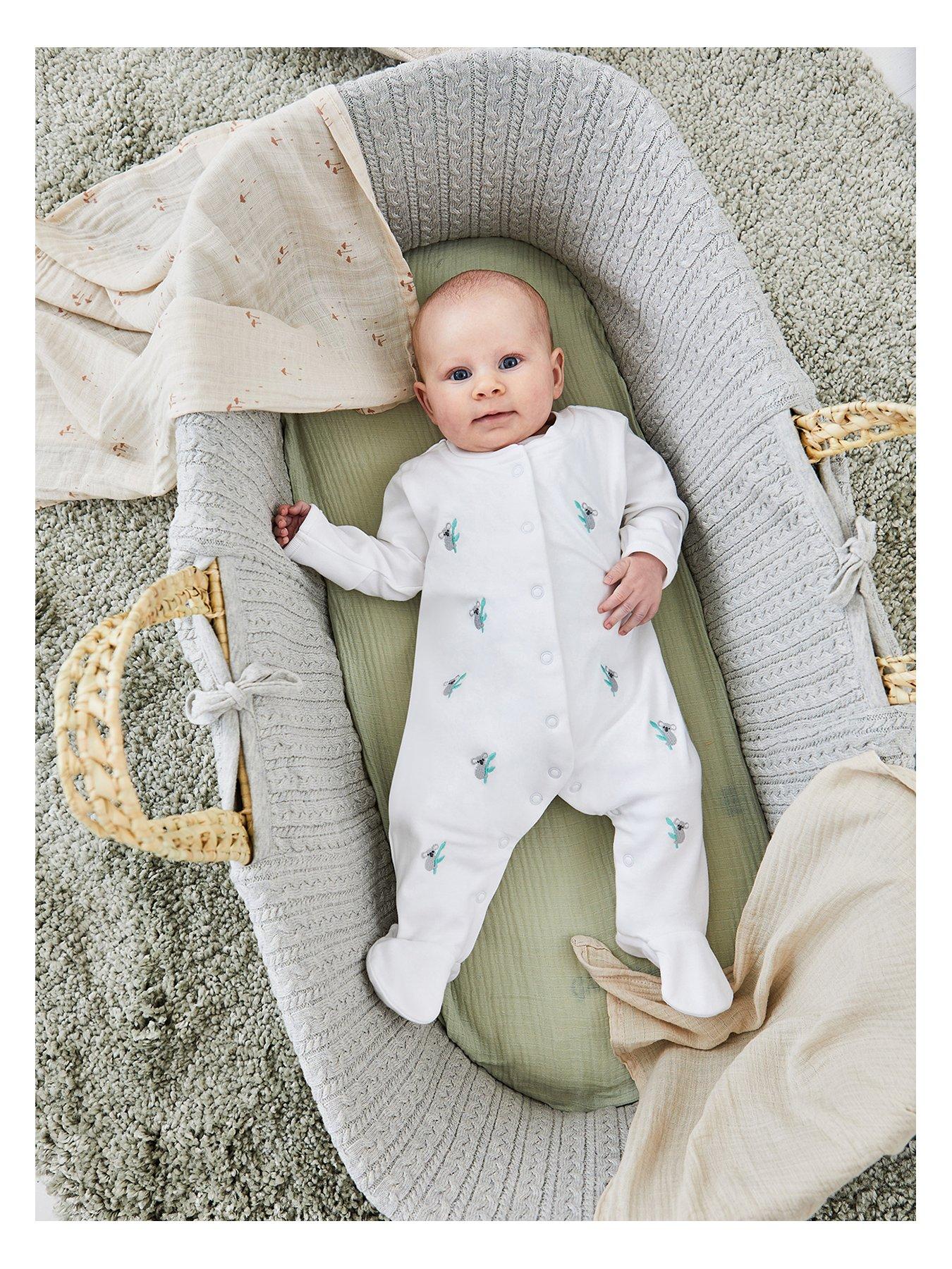 undefined Baby Unisex Koala Embroidered Sleepsuit - White