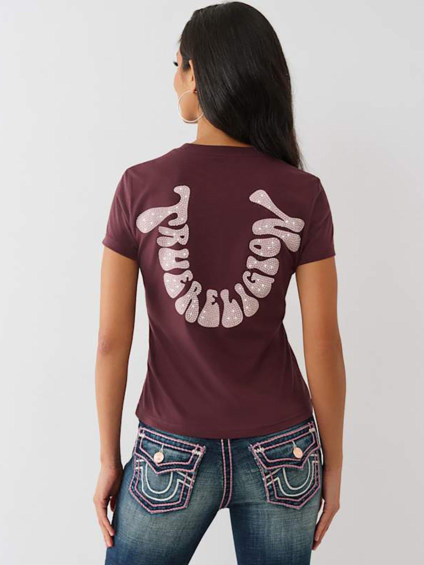  image of true-religion-crystal-crew-t-shirt-dark-brown