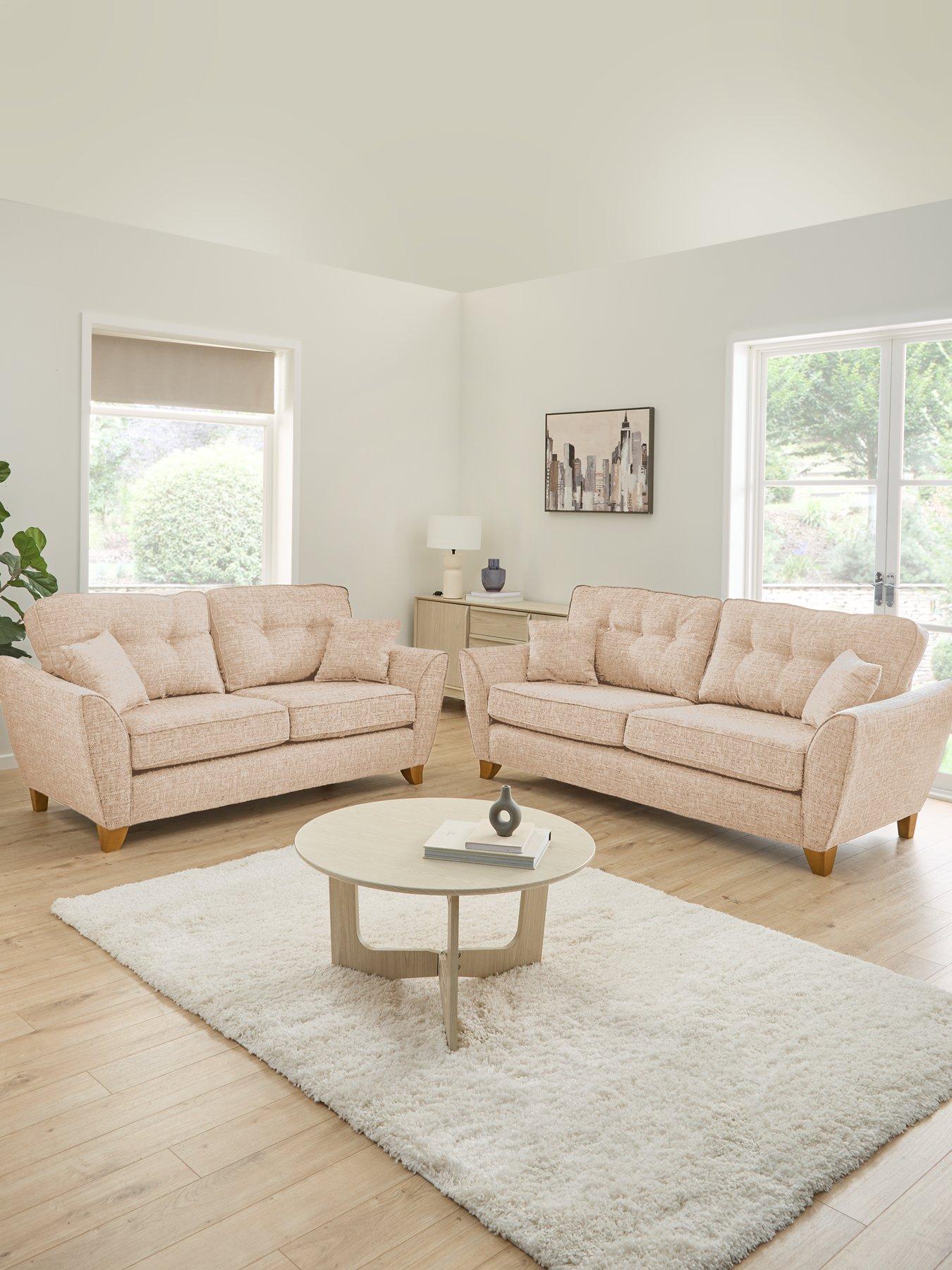 The Very Collection Halstow Fabric 3 Seater + 2 Seater Sofa Set (Buy  &  SAVE!) - Natural - Made to order in the UK