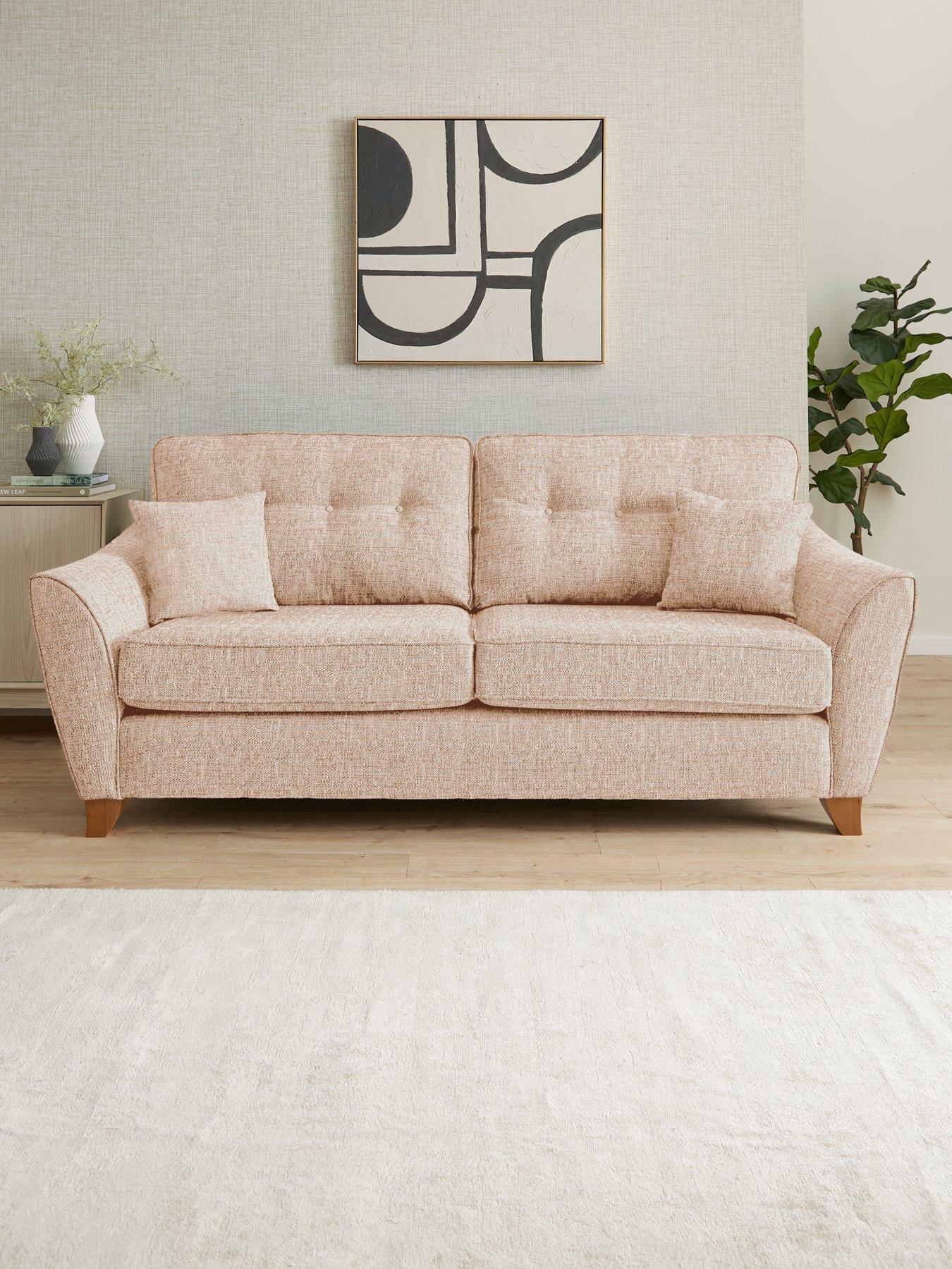 Very Home Halstow 3 Seater Fabric Sofa - Natural - Made to order in the UK