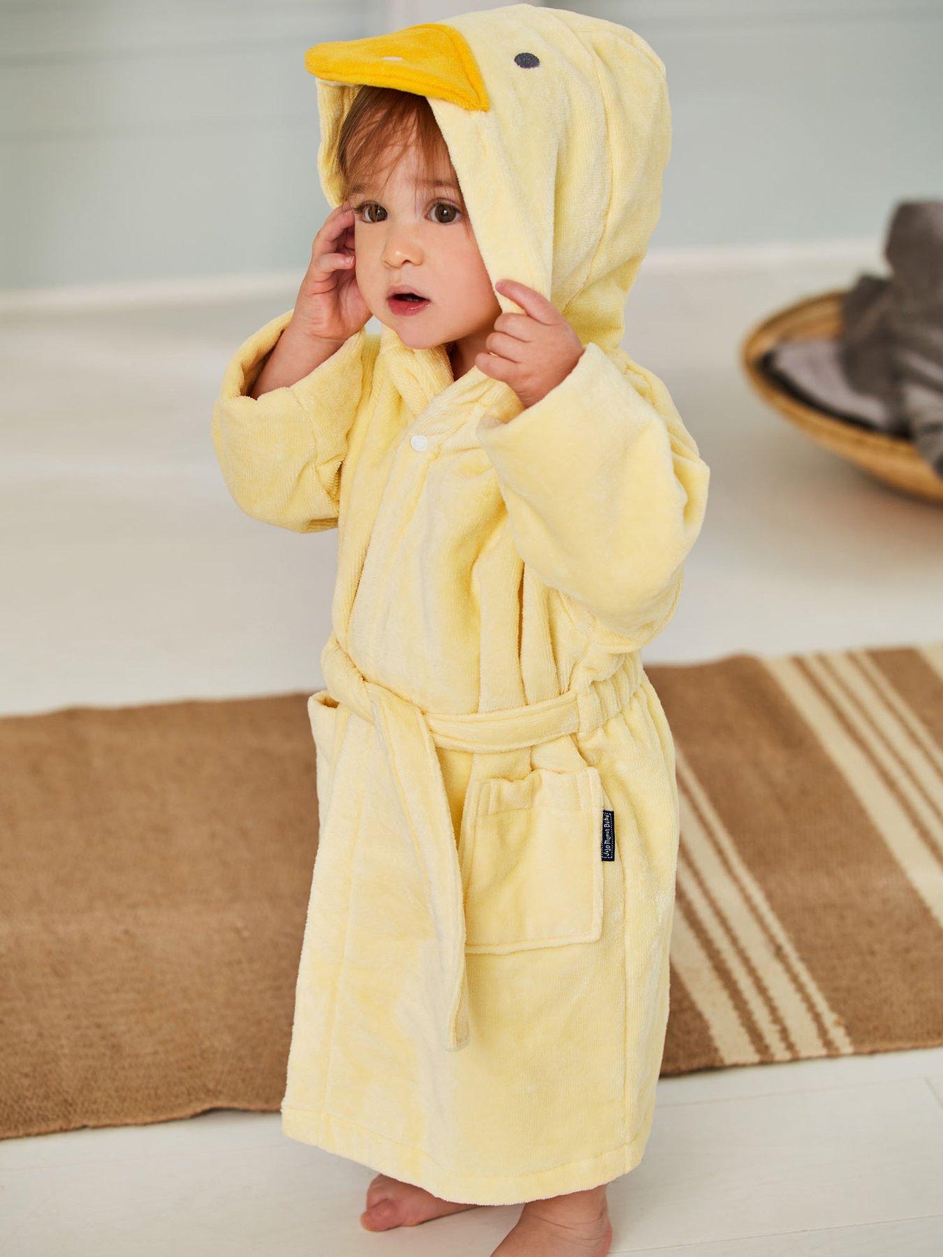 JoJo Maman Bebe Toddler Unisex Duck Towelling Robe - Yellow