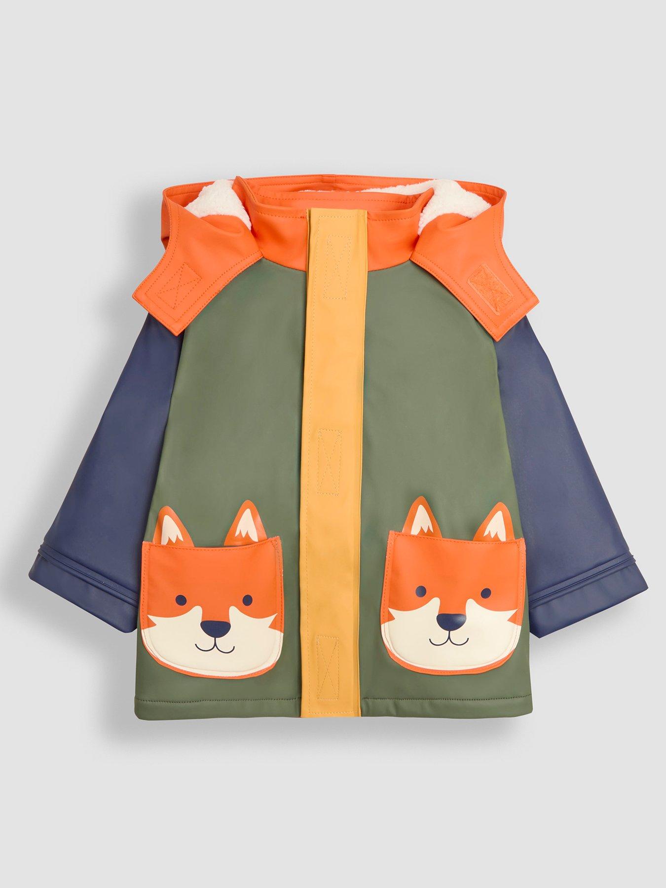  image of jojo-maman-bebe-toddler-unisex-fox-cosy-waterproof-jacket-khaki