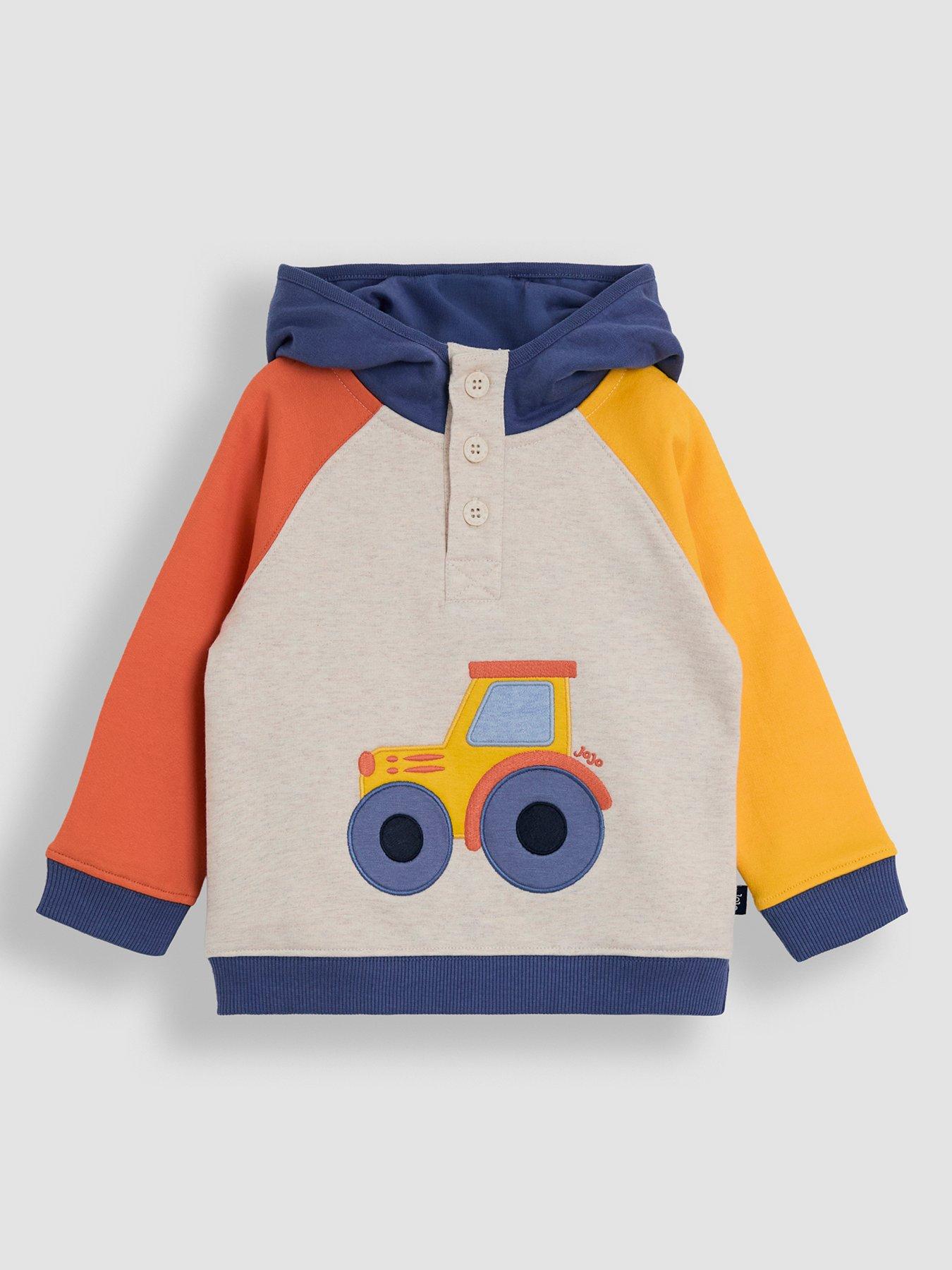 Image 2 of 6 of JoJo Maman Bebe Toddler Boys 2-Piece Tractor Hooded Sweatshirt &amp; Joggers Set - Blue
