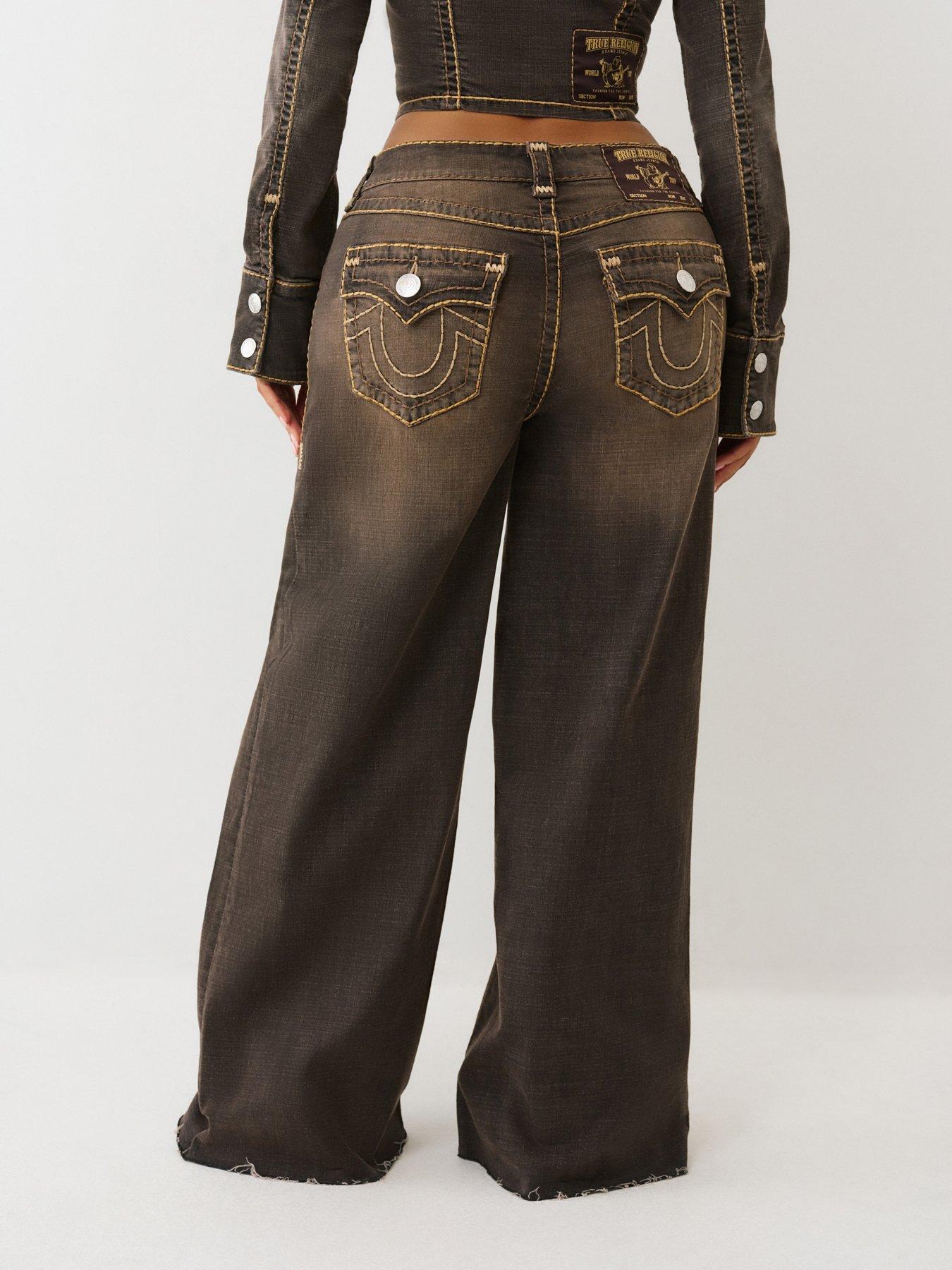  image of true-religion-jessie-super-baggy-flap-jeans-dark-brown