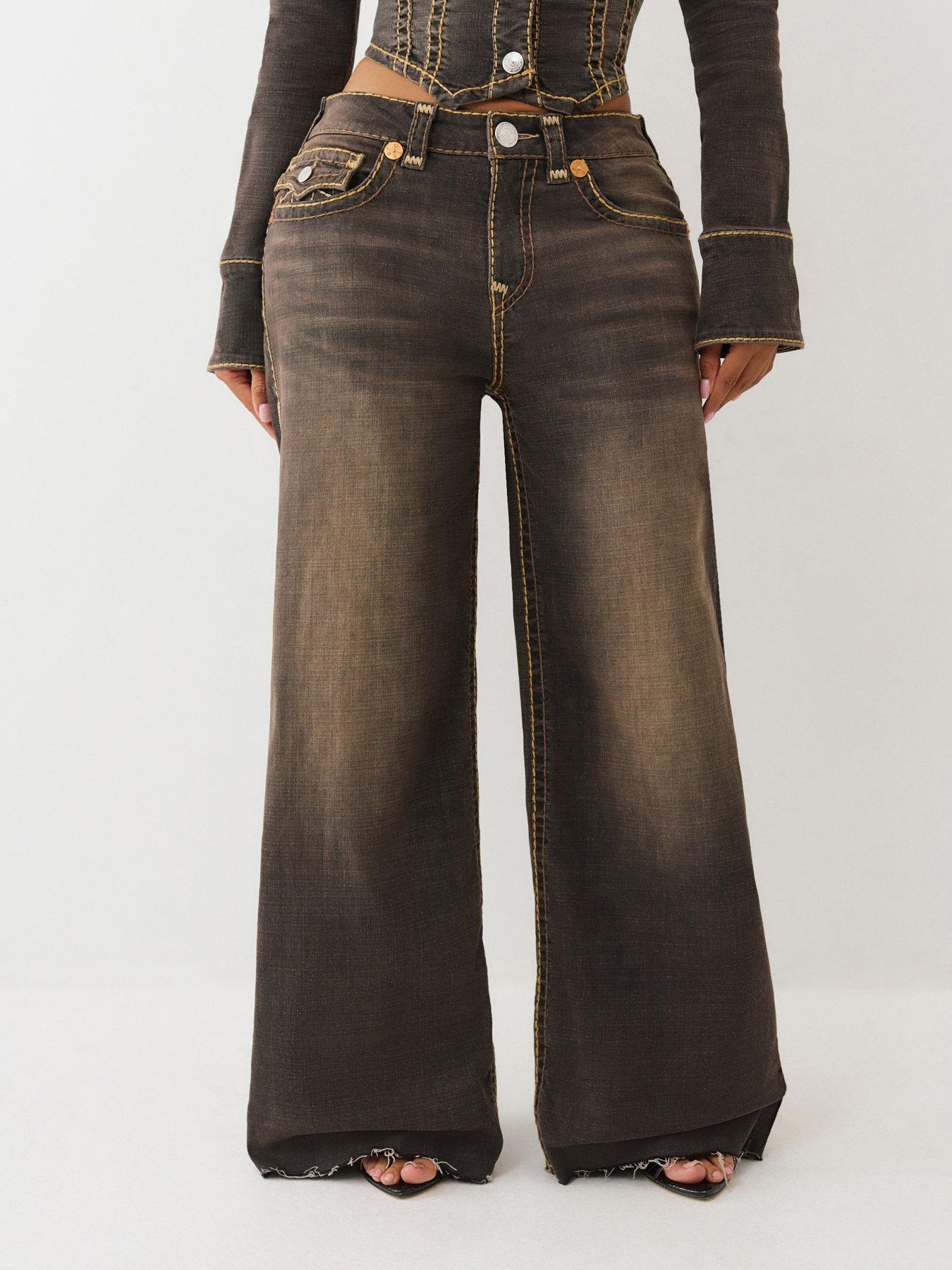  image of true-religion-jessie-super-baggy-flap-jeans-dark-brown